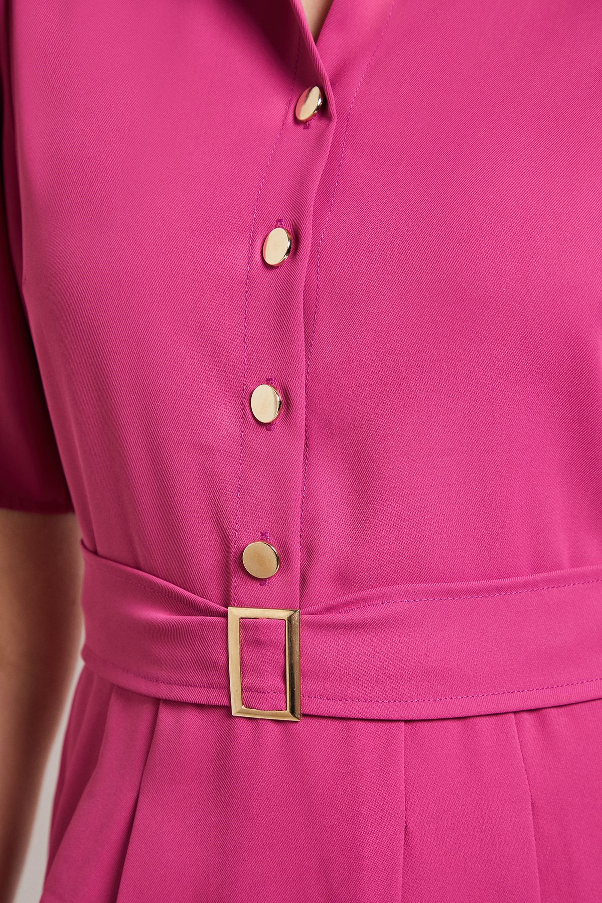 Principles Volume Sleeve Belted Shirt Dress Dark Pink image 5