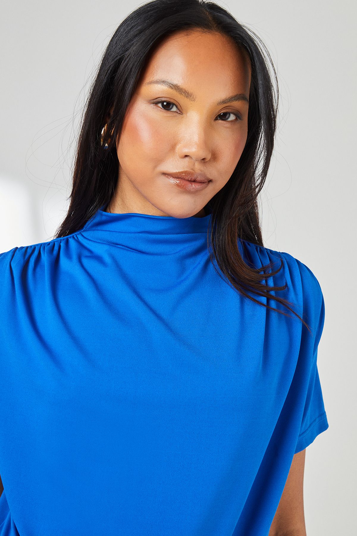 Principles Cobalt Drape Detail High Neck Jersey Top Cobalt image 4
