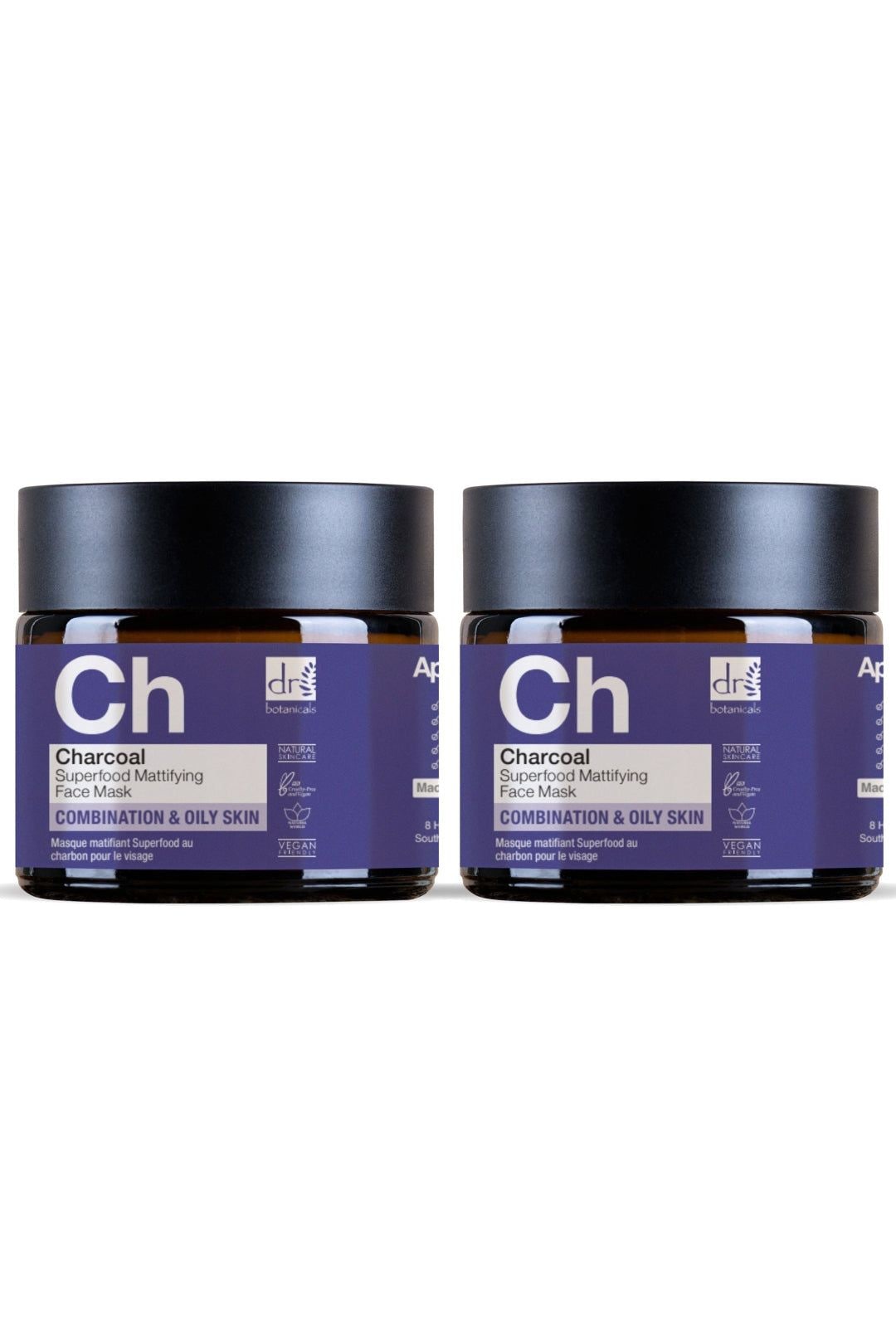 Dr. Botanicals Charcoal Superfood Mattifying Face Mask 60ml x 2 Duo Set image 1