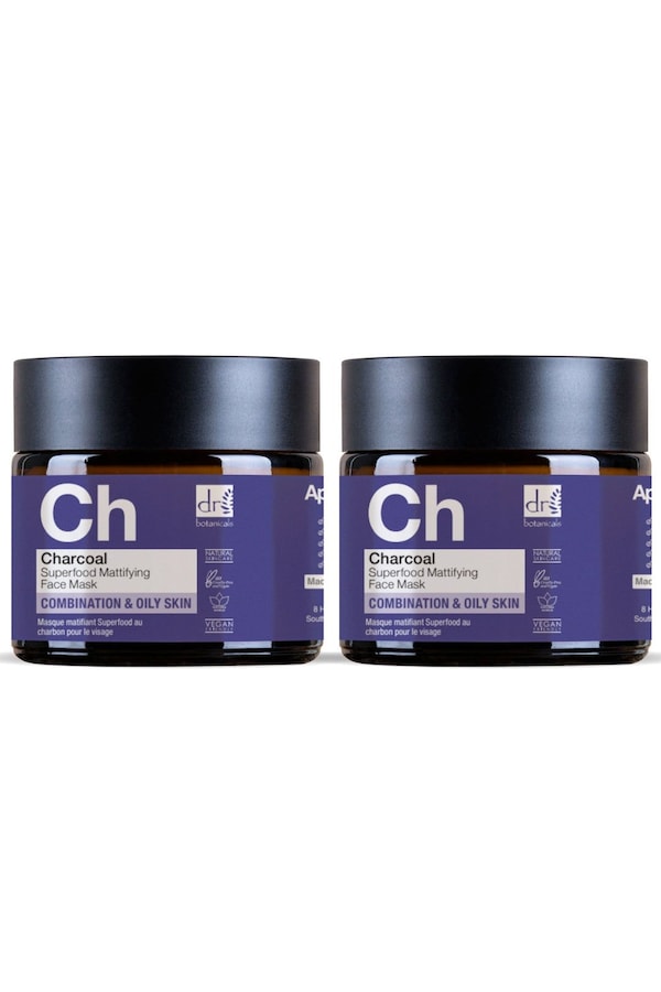 Dr. Botanicals Charcoal Superfood Mattifying Face Mask 60ml x 2 Duo Set