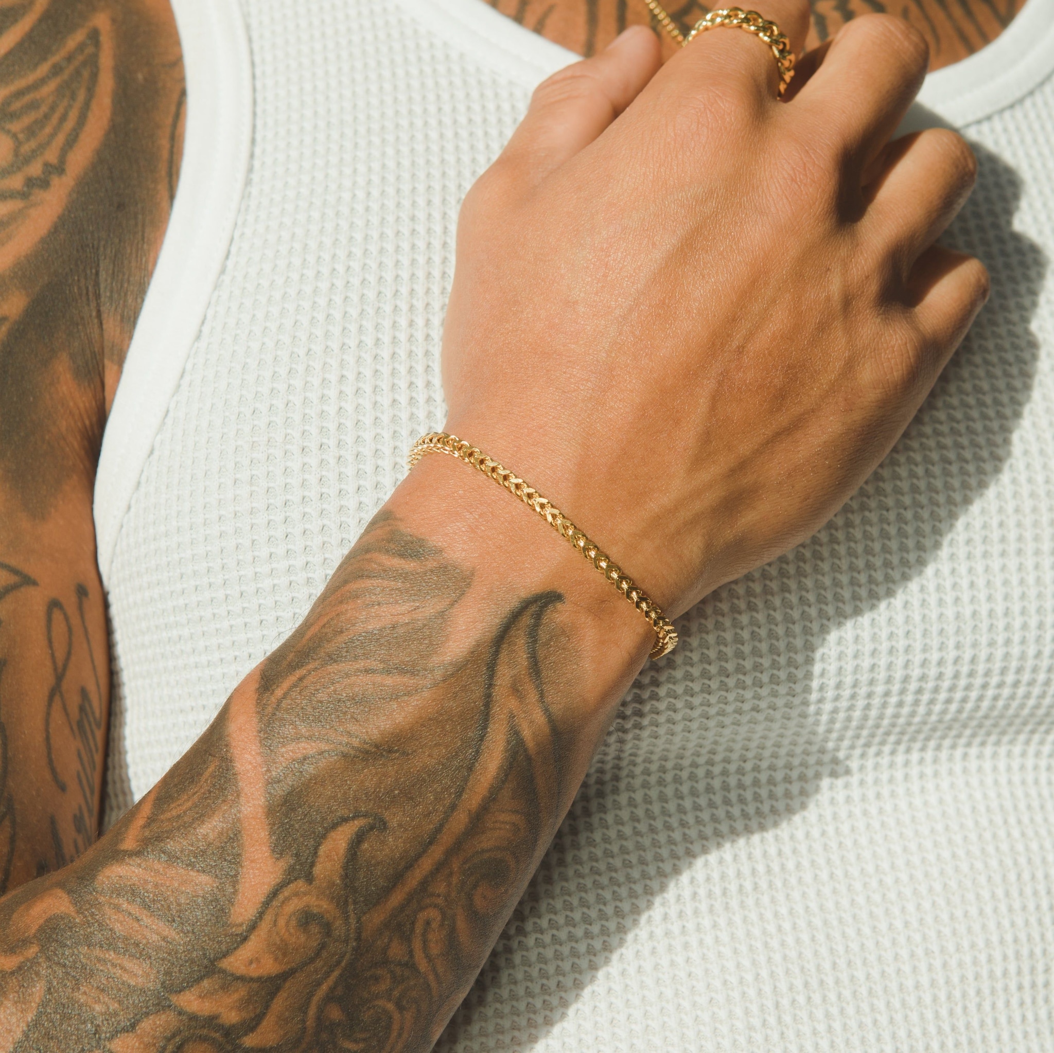 Cernucci 3mm Franco Bracelet - Gold image 2