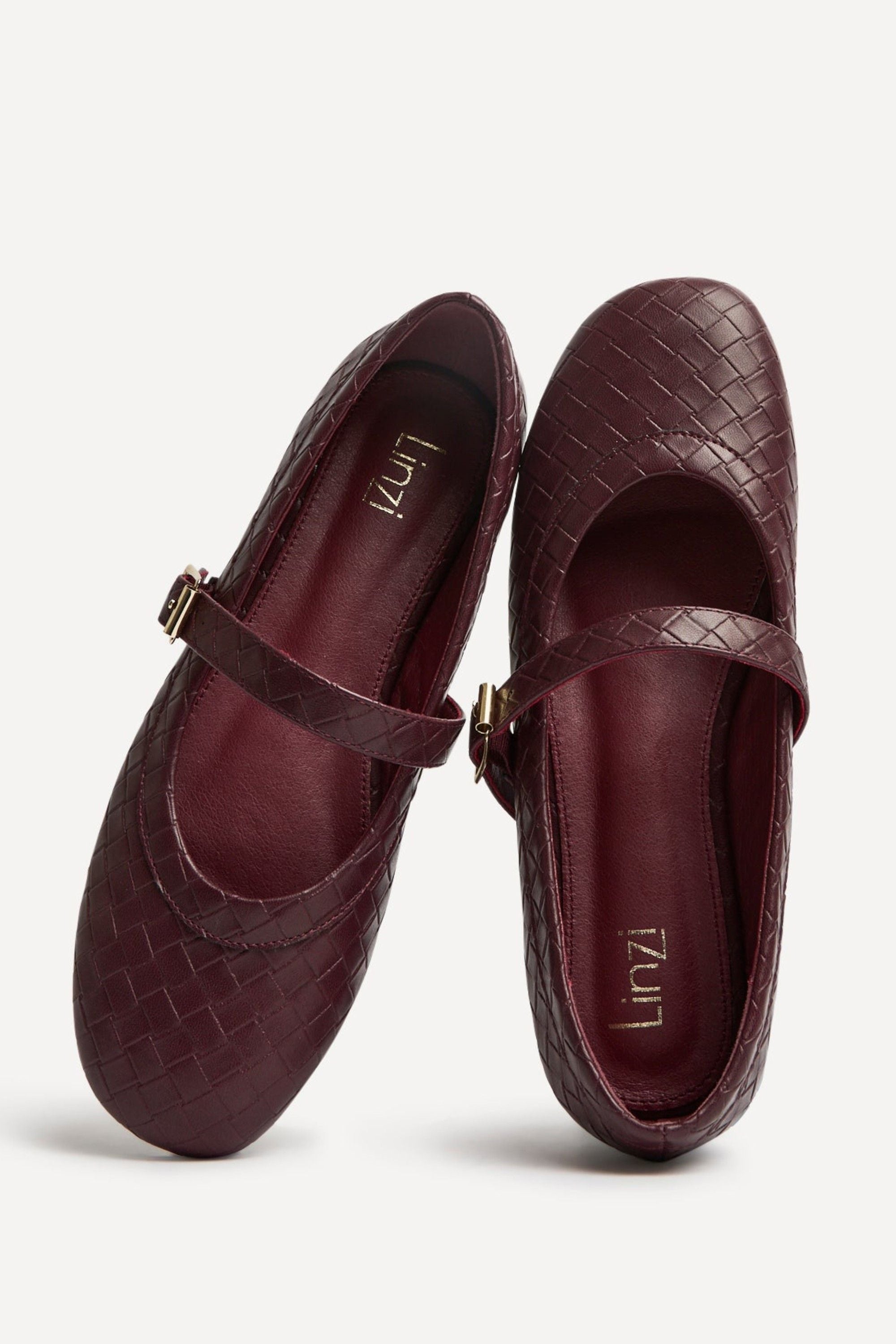 Linzi Routine Burgundy Woven Effect Ballet Flats image 5