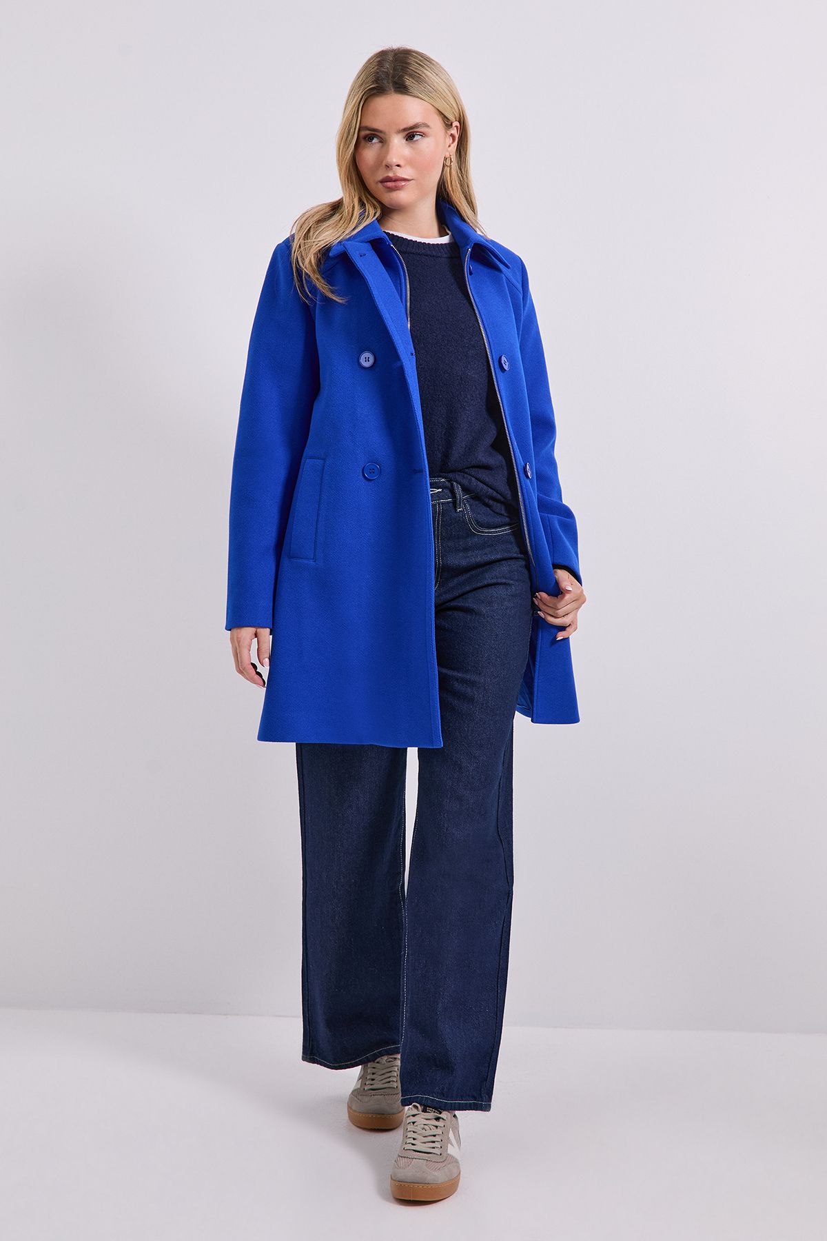 Dorothy Perkins Short Faux Wool Dolly Coat Cobalt