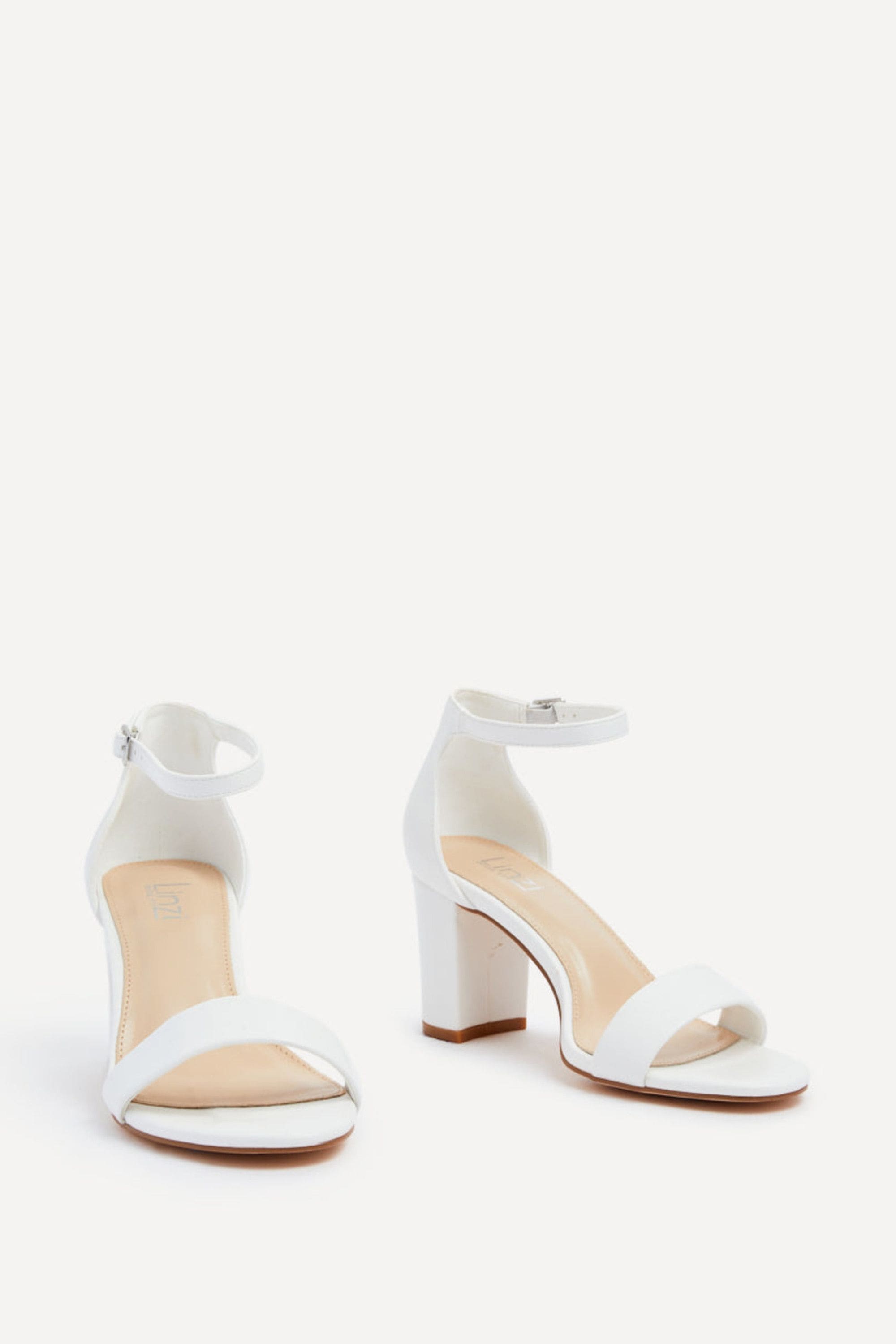 Linzi Legacy Wide Fit White Faux Leather Closed Black Block Heel image 3