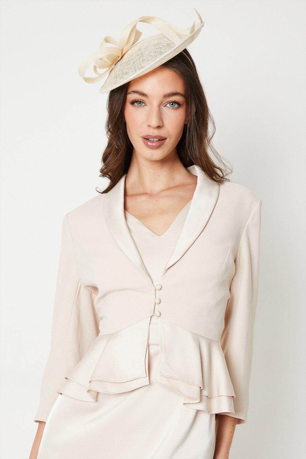 Coast Satin Back Crepe Tailored Jacket With Peplum Champagne image 1