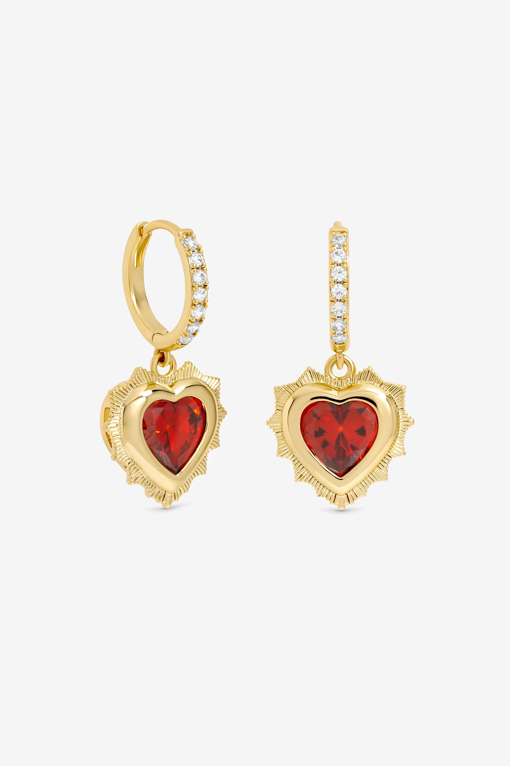 Jon Richard 14Ct Gold Plated Heart Birthstone Huggie Earrings - July image 2