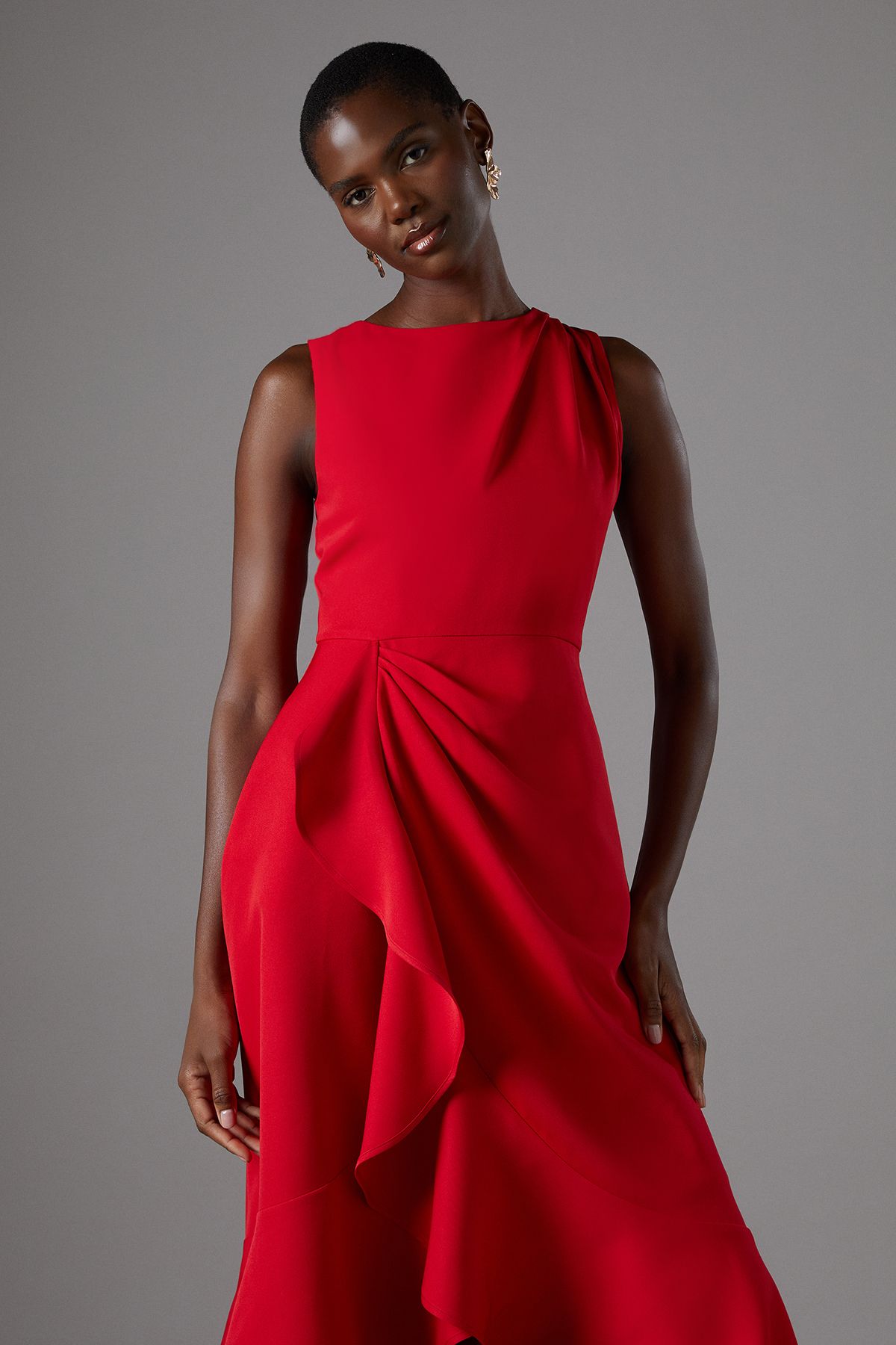 Coast Waterfall Crepe Midi Dress Red image 2