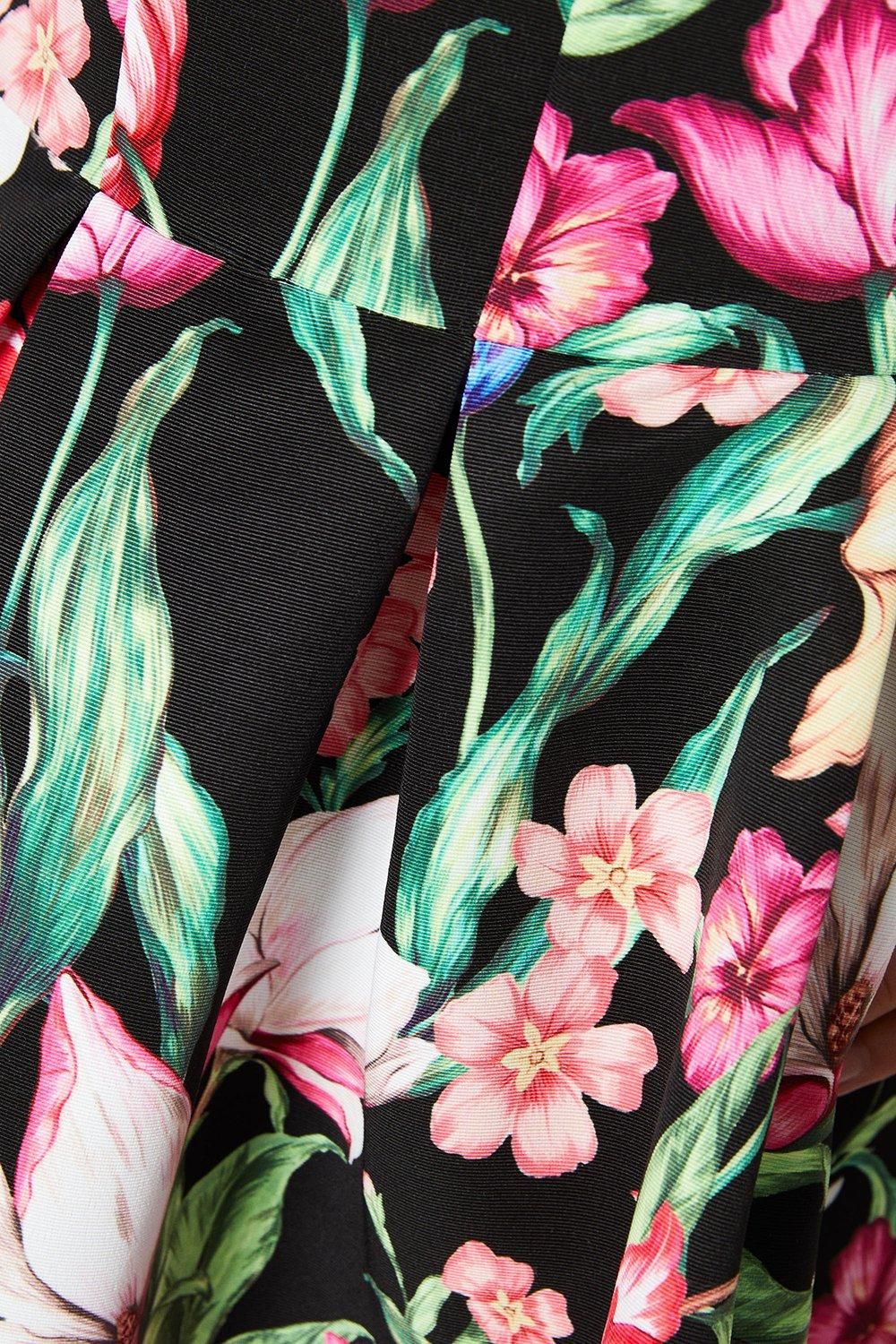 Oasis Occasion Floral Strappy Twill Midi Dress Black image 5