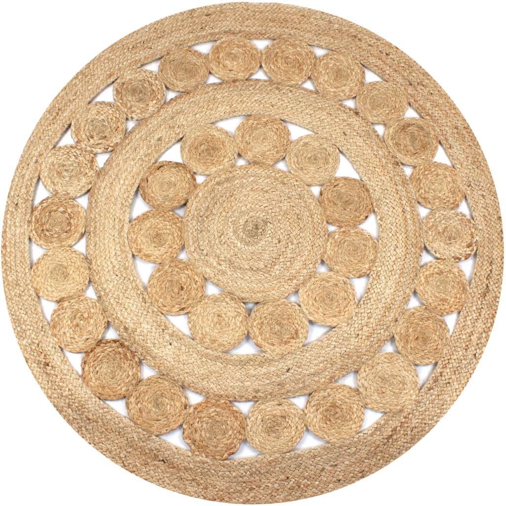 Berkfield Home Area Rug Braided Design Jute 150 cm Round image 2