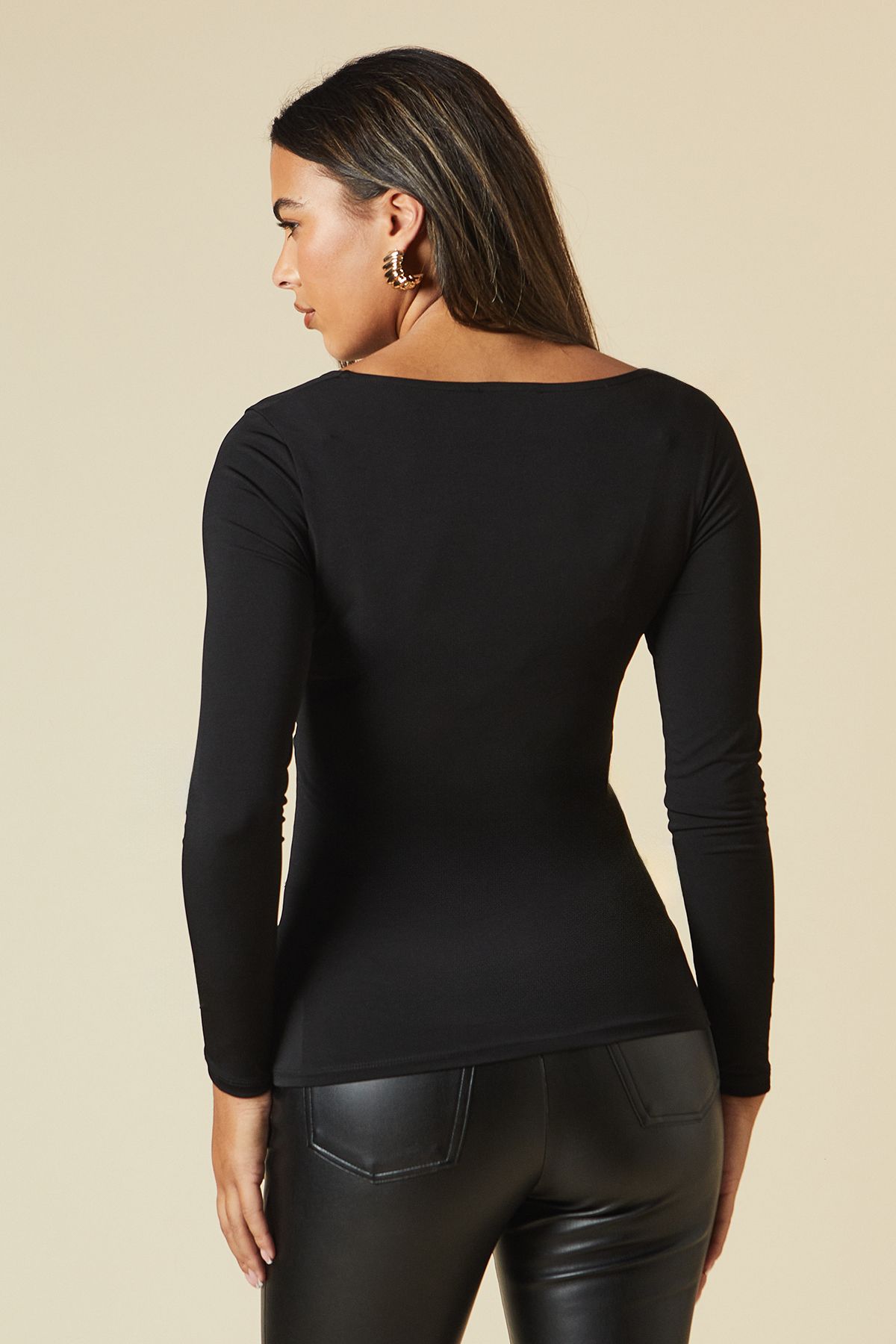 Dorothy Perkins Twist Front Long Sleeve Top Black image 3