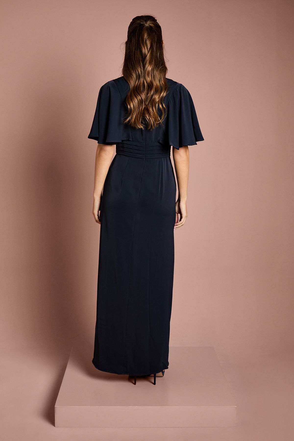 Coast V Neck Flutter Sleeve Bridesmaid Dress Navy image 3