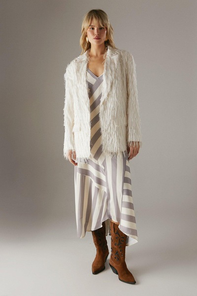 Warehouse Oversized Fluffy Blazer Cream