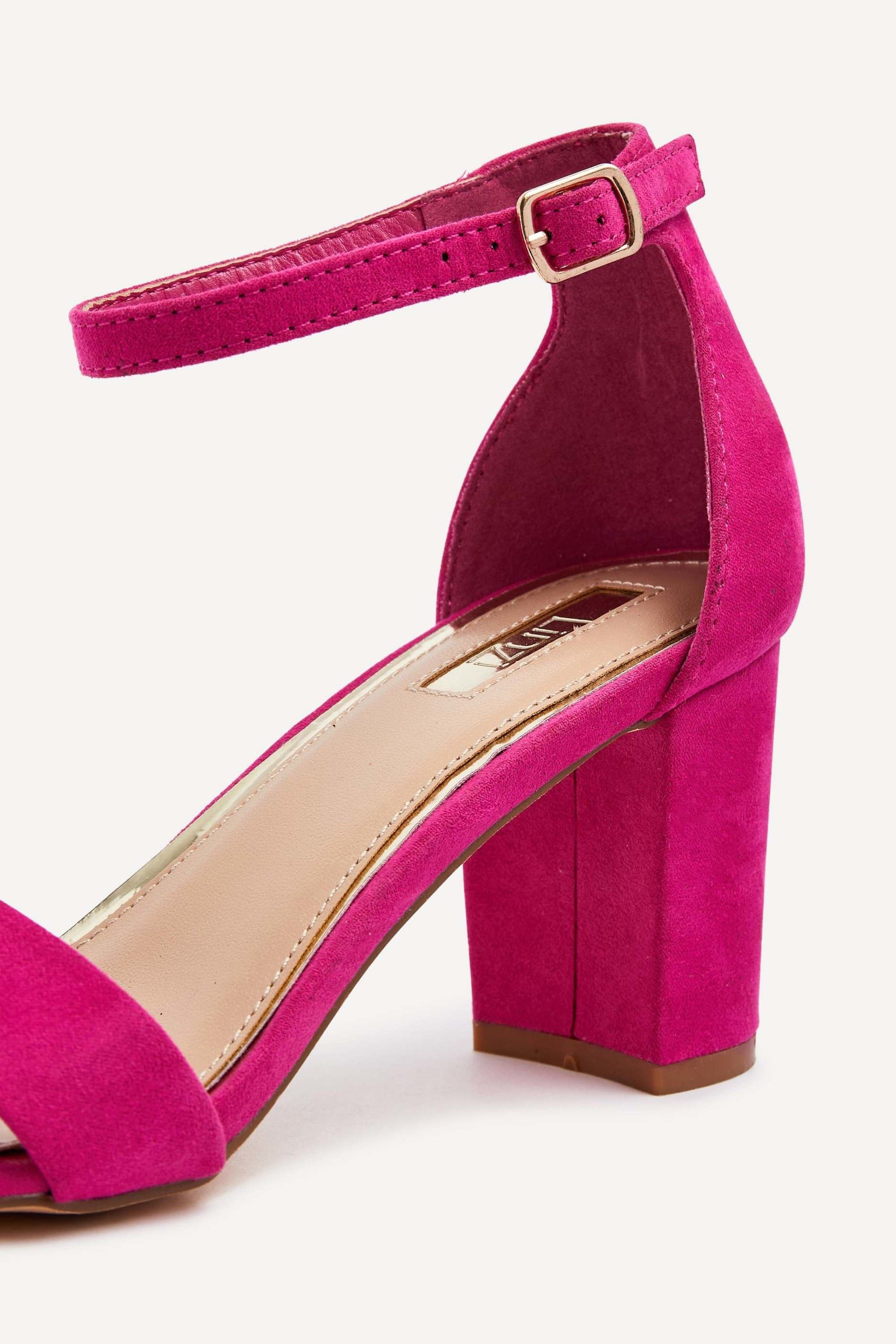 Linzi Frankie Hot Pink Faux Suede Barely There Closed Back Block Heeled Sandal image 4