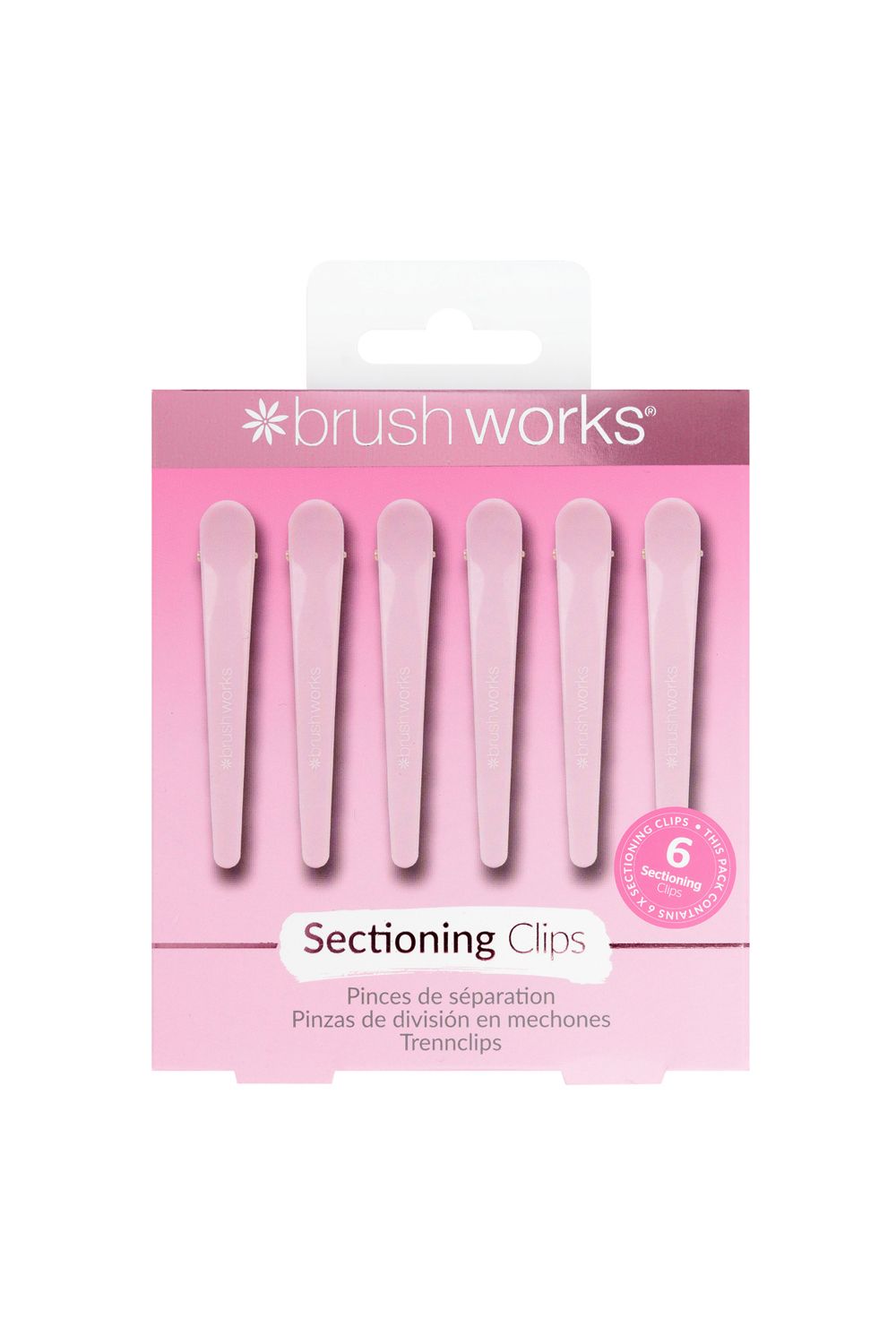 Brushworks Sectioning Clips - 6 Pack Pink image 1