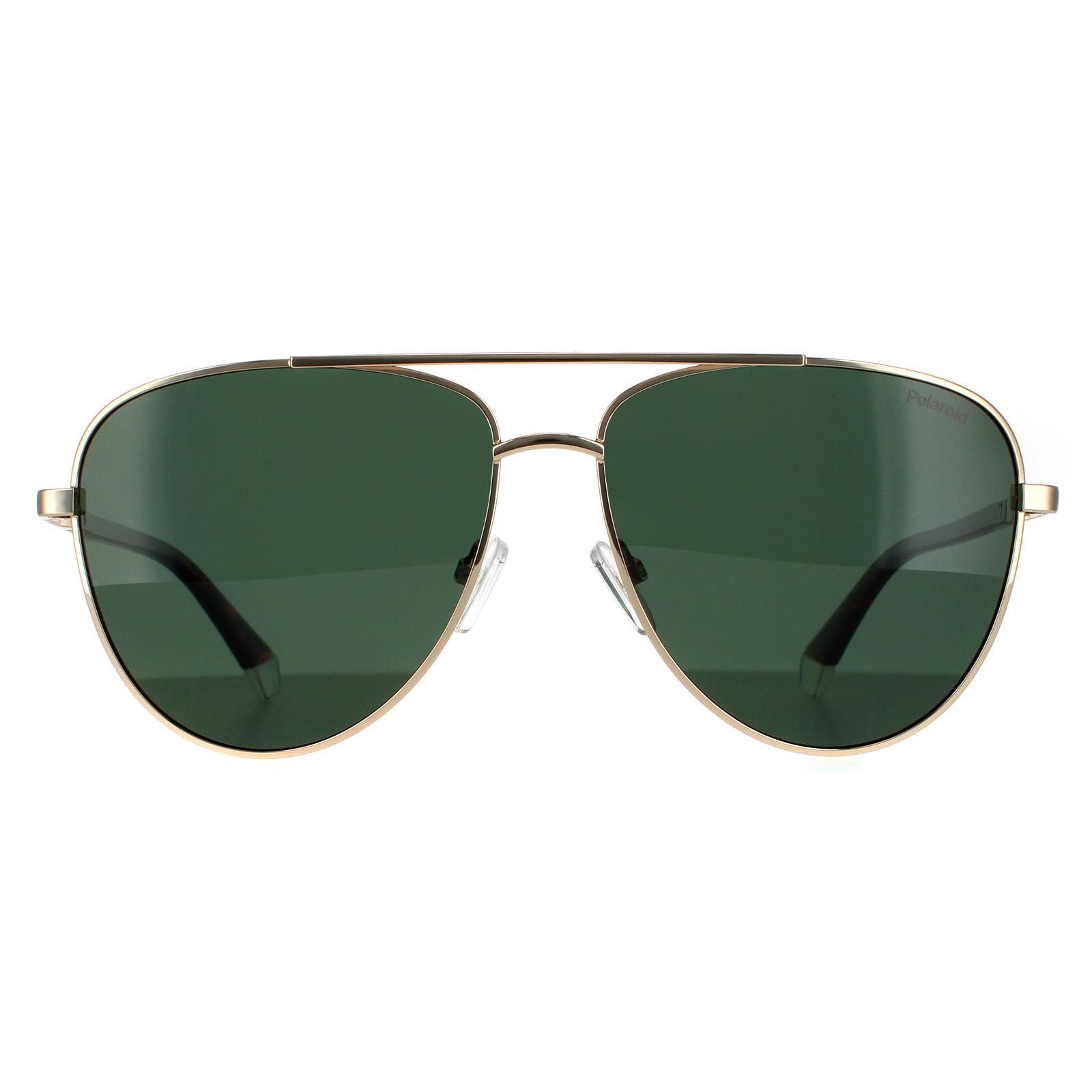 Polaroid Aviator Gold Green Polarized Sunglasses