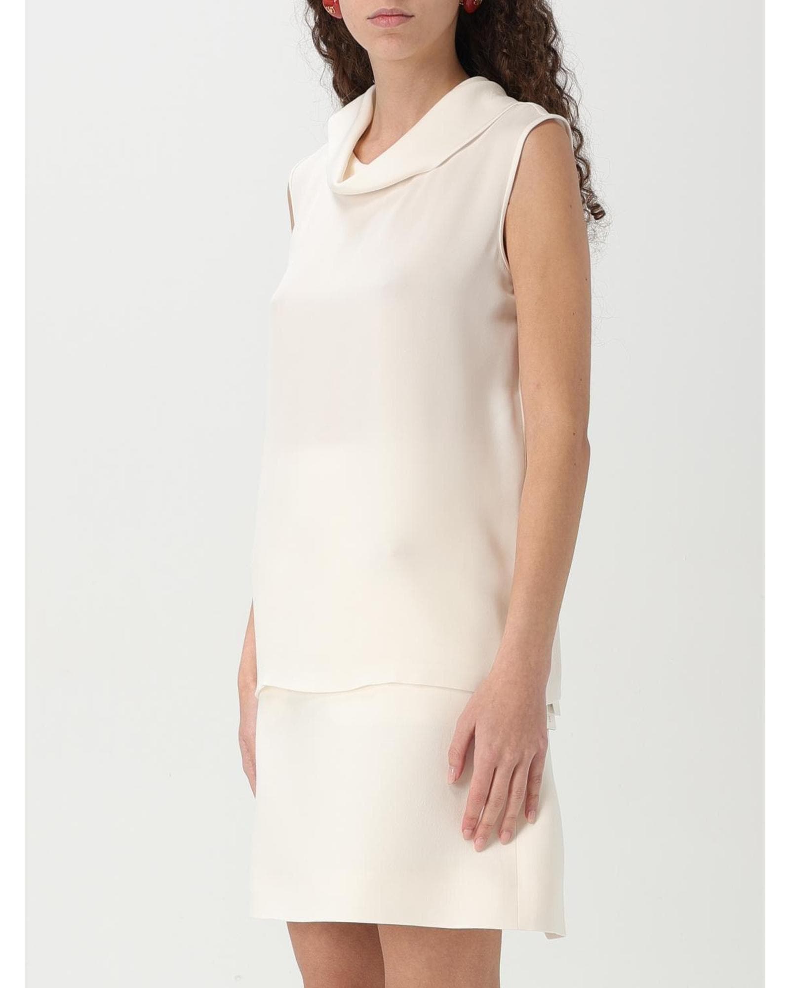 Valentino Silk Mini Dress Collared Sleeveless Wo - Ivory Tops image 4