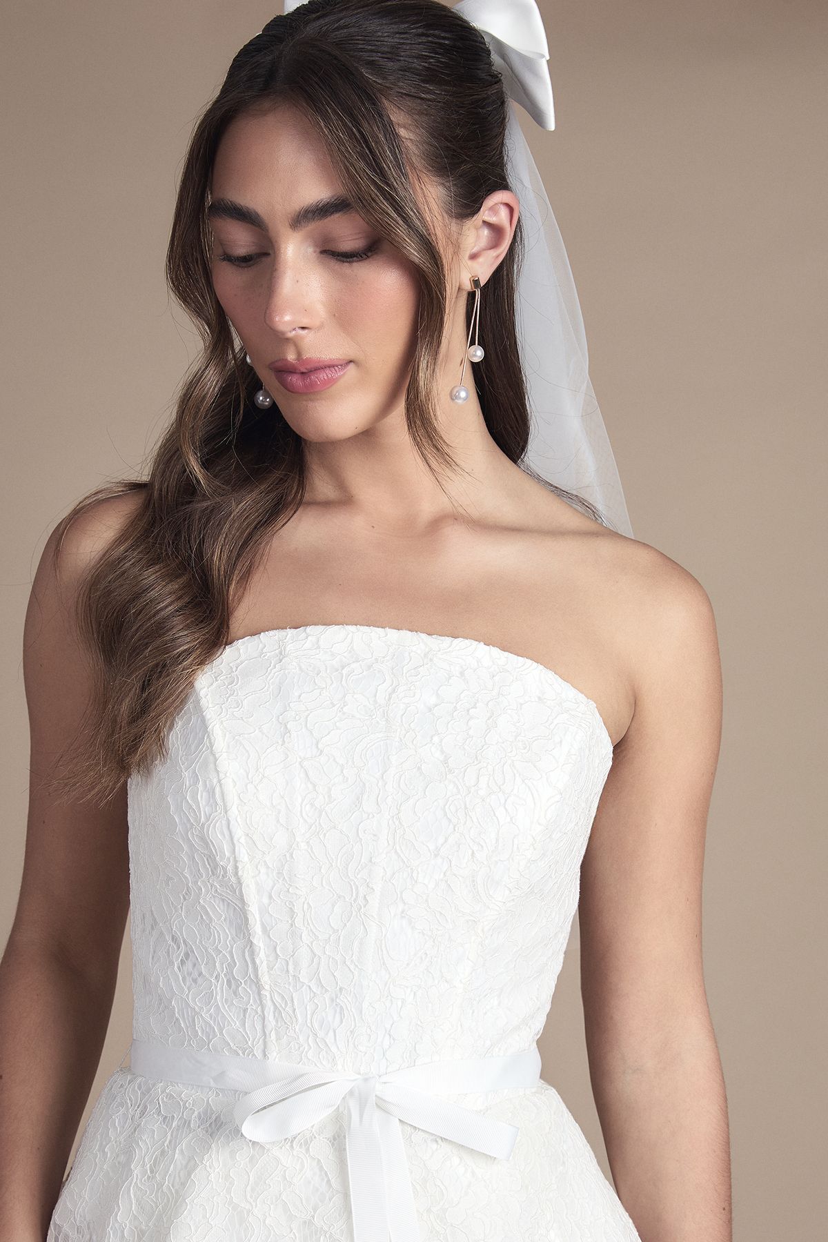 Coast Bandeau Lace Peplum Bridal Top Ivory image 4