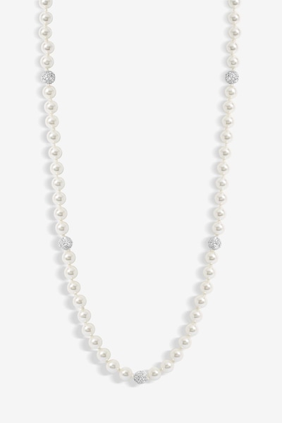 Jon Richard Pearl And Pave Ball Rope Necklace