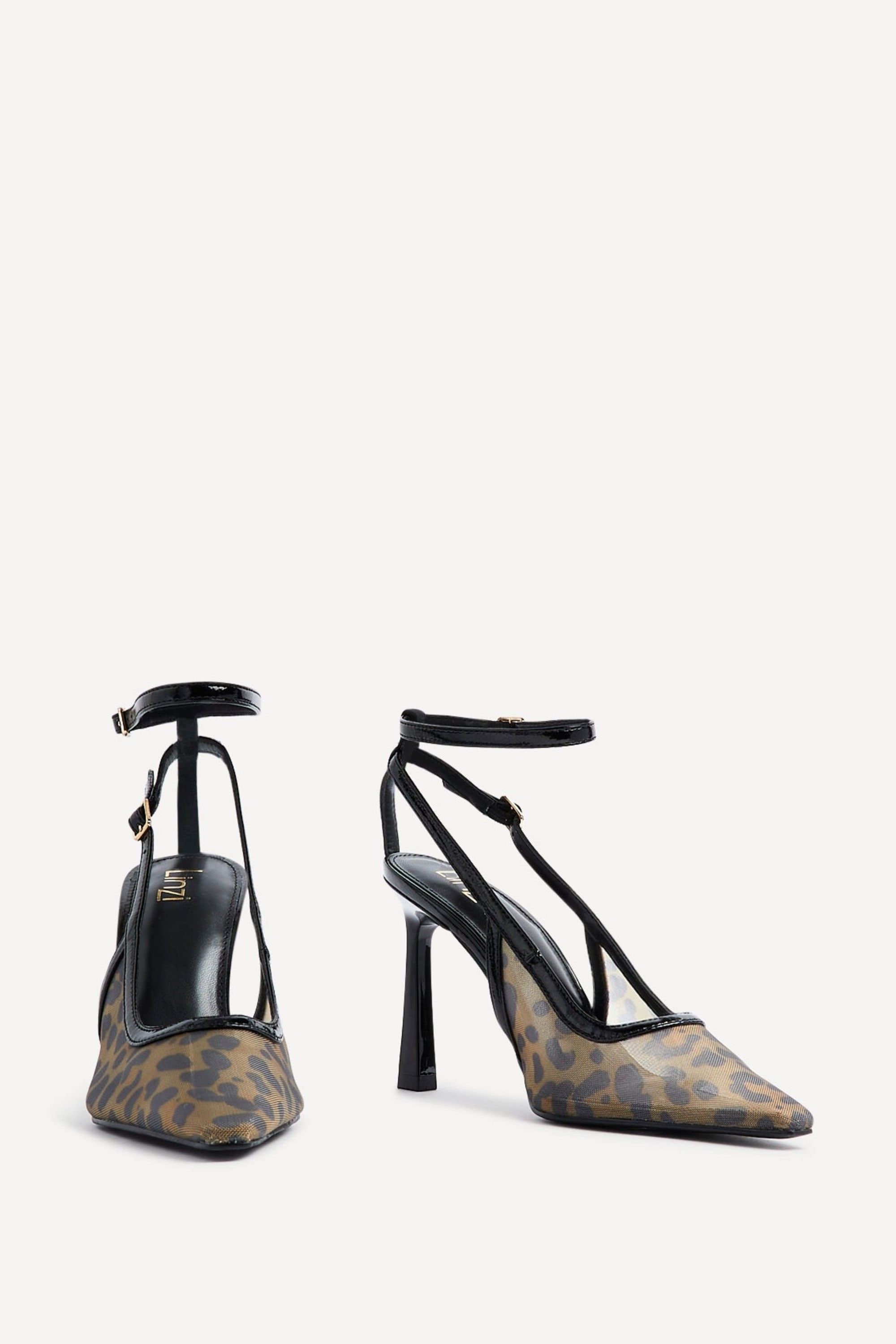 Linzi Louella Leopard Print Mesh Stiletto Court Heel image 3