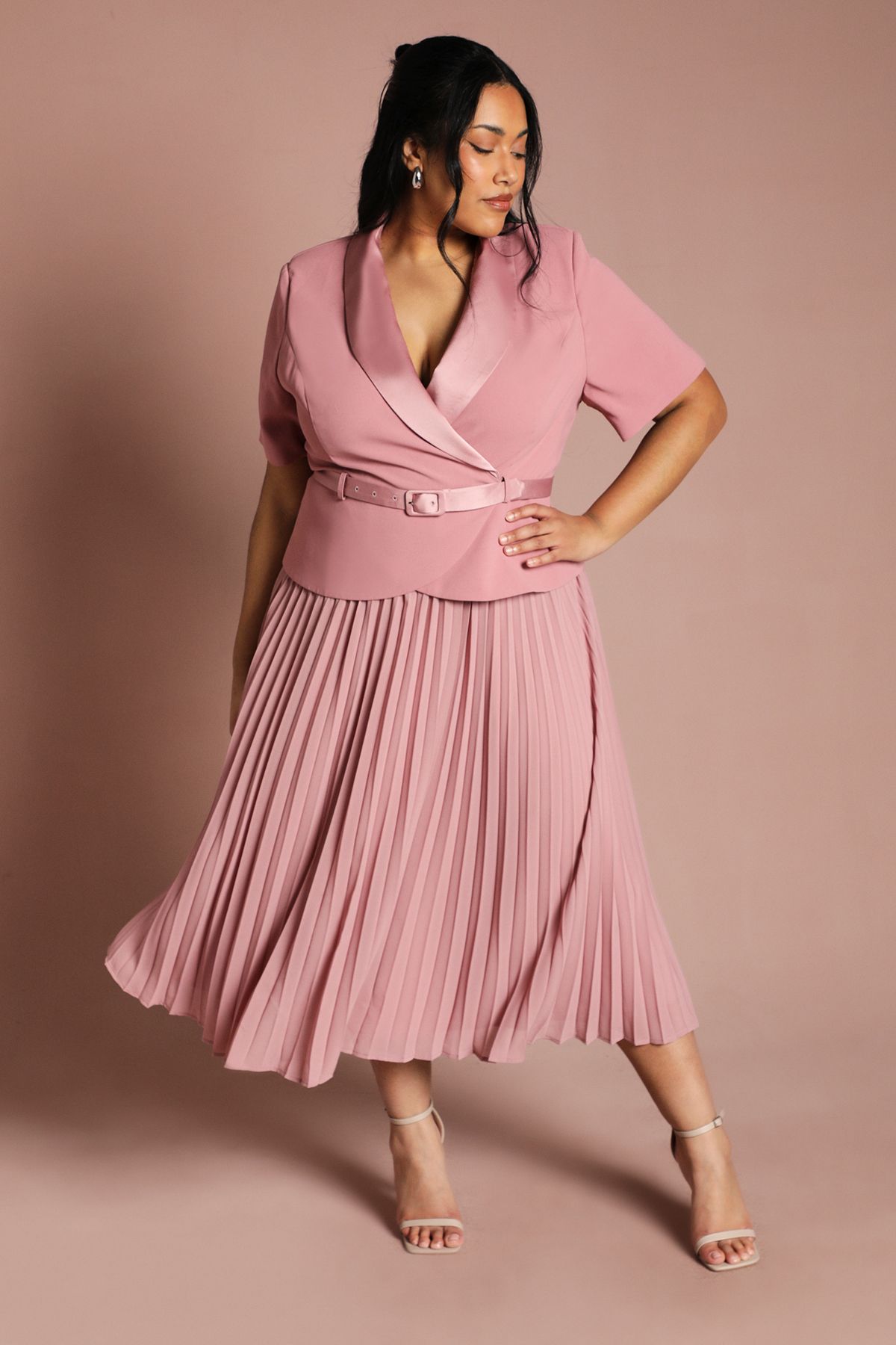 Coast Plus 2 In 1 Wrap Dress With Pleated Skirt Rose