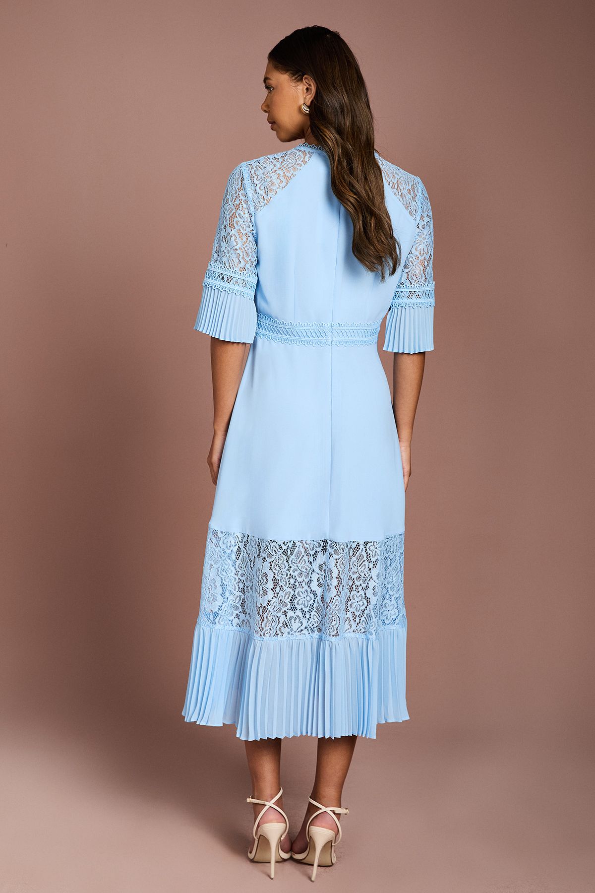 Coast Lace Insert Midi Dress Pale Blue image 3