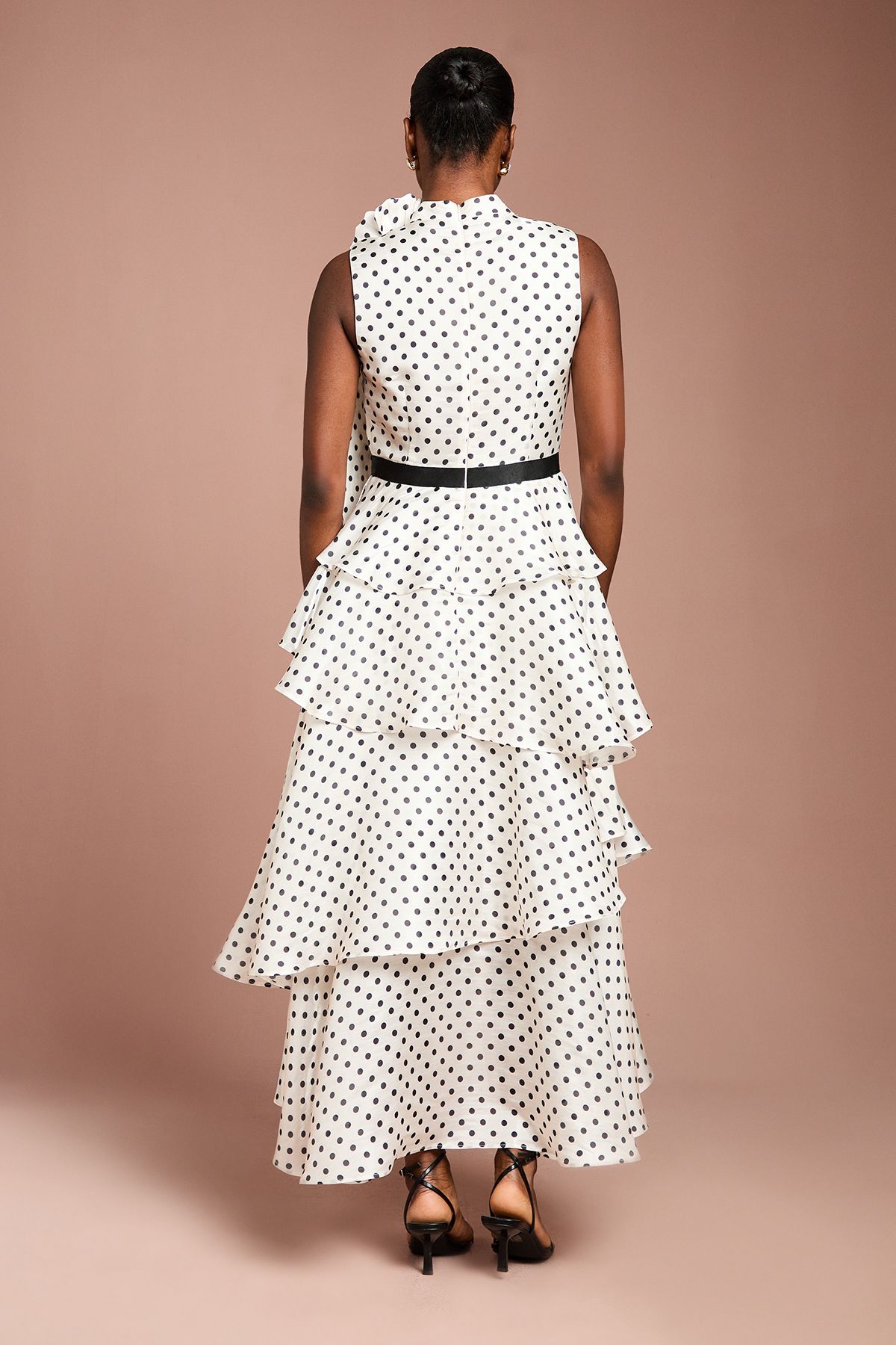 Coast Polka Dot Tiered Organza Midi Dress Mono image 3