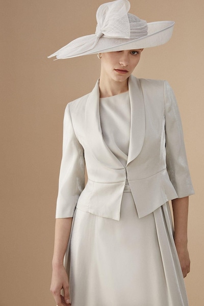 Coast Lisa Tan Shimmer Peplum Hem Jacket Silver