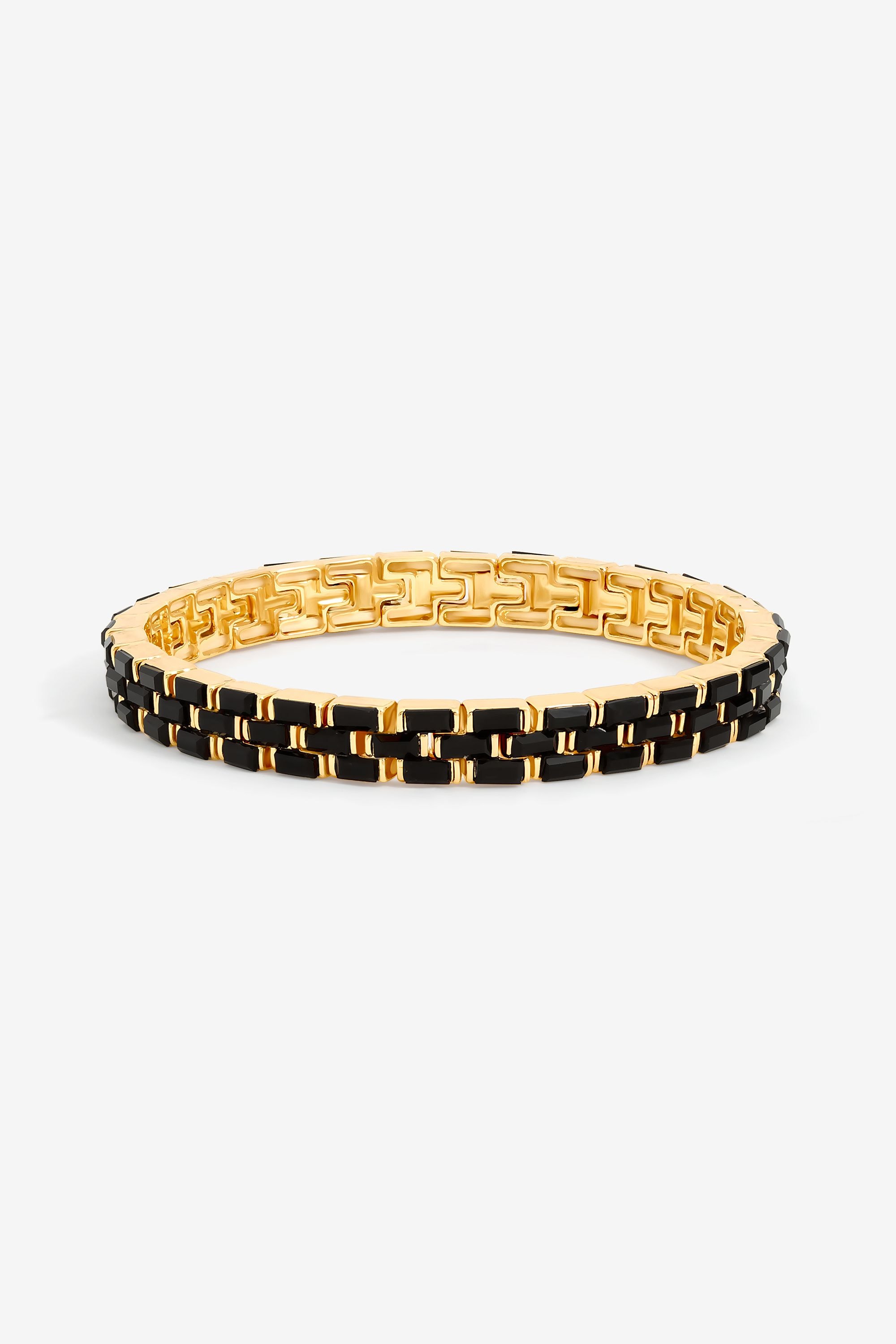 Jon Richard Gold Plated and Jet Crystal Chain Stretch Bracelet image 1