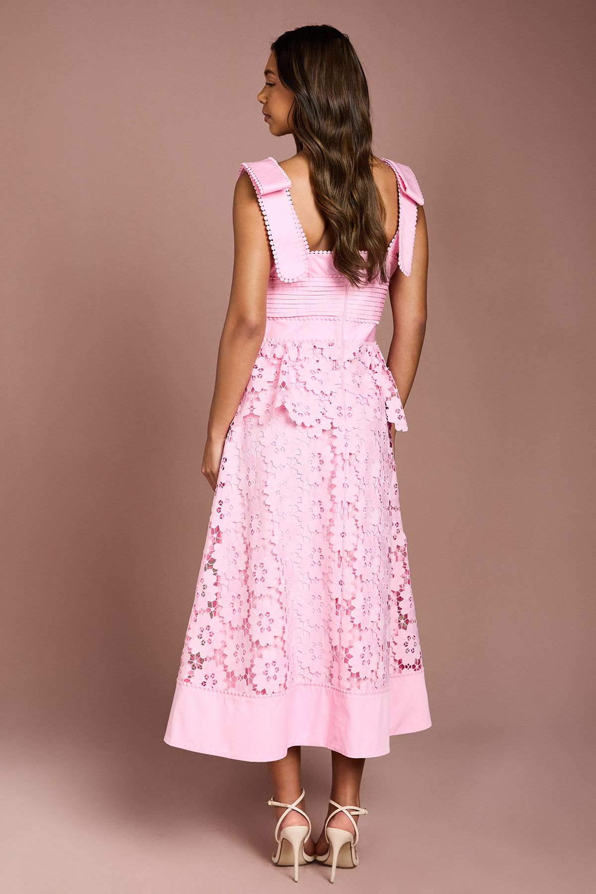 Coast Peplum Lace Midi Dress Pink image 3