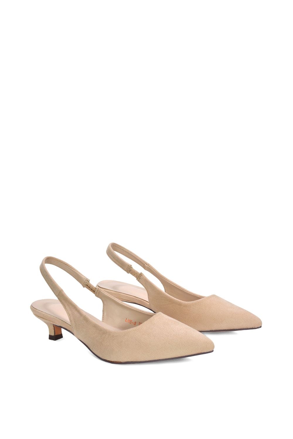 XY London 'Leila' Pointed Toe Low Kitten Heel Slingback Court Shoes image 4