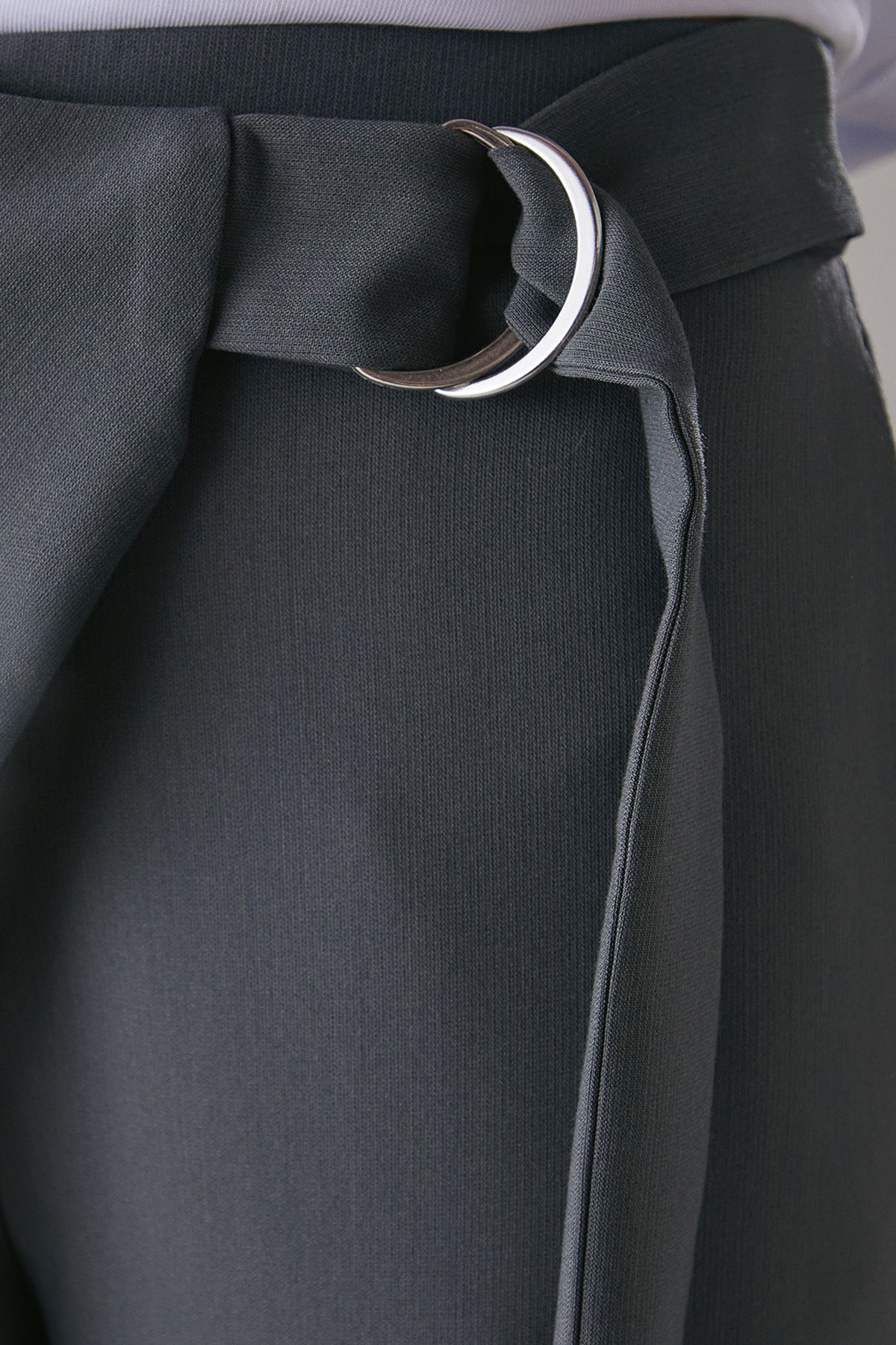 Warehouse Wrap Skirt Buckle Detail Wide Leg Trousers Grey image 5