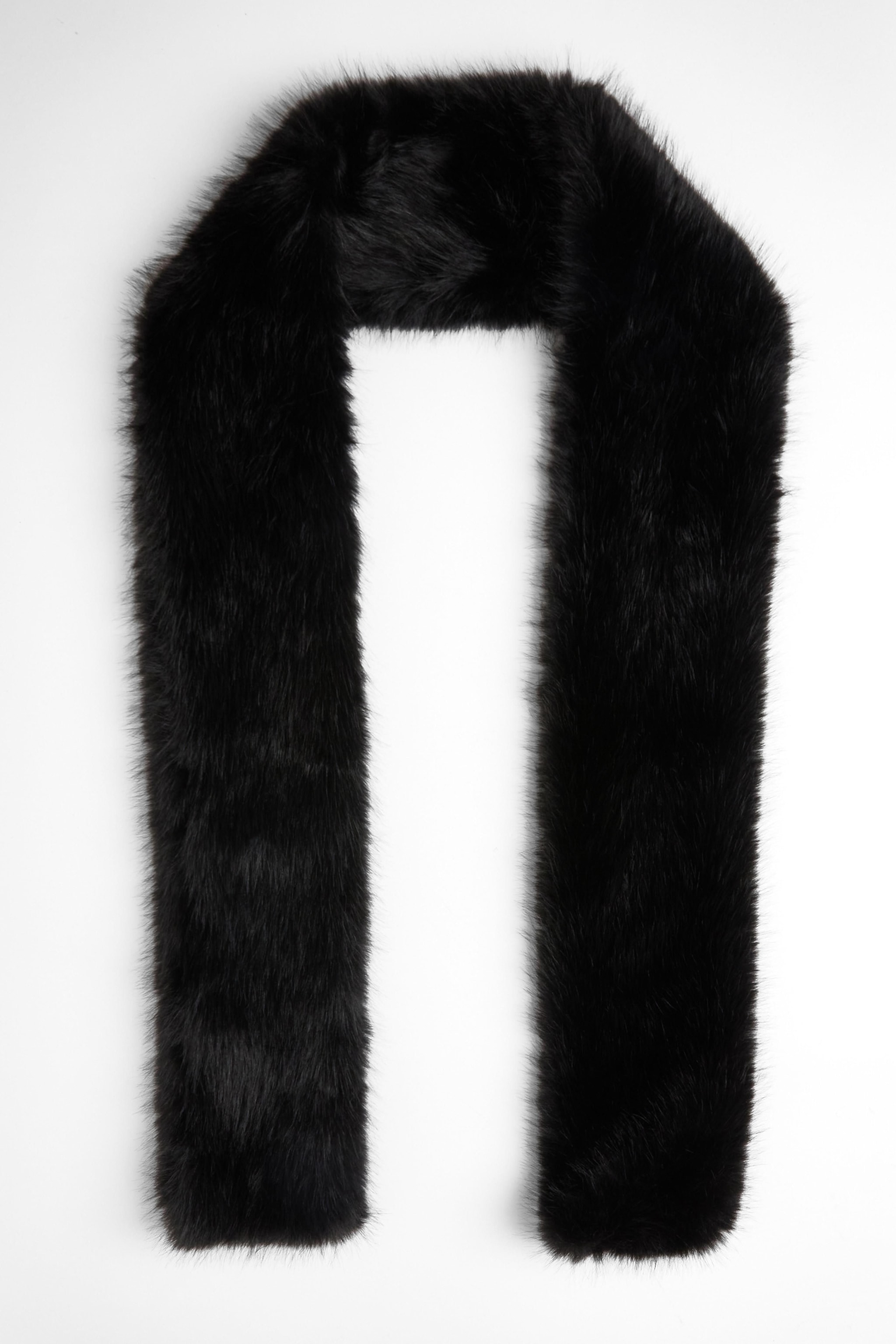 Quiz Black Faux Fur Scarf image 2