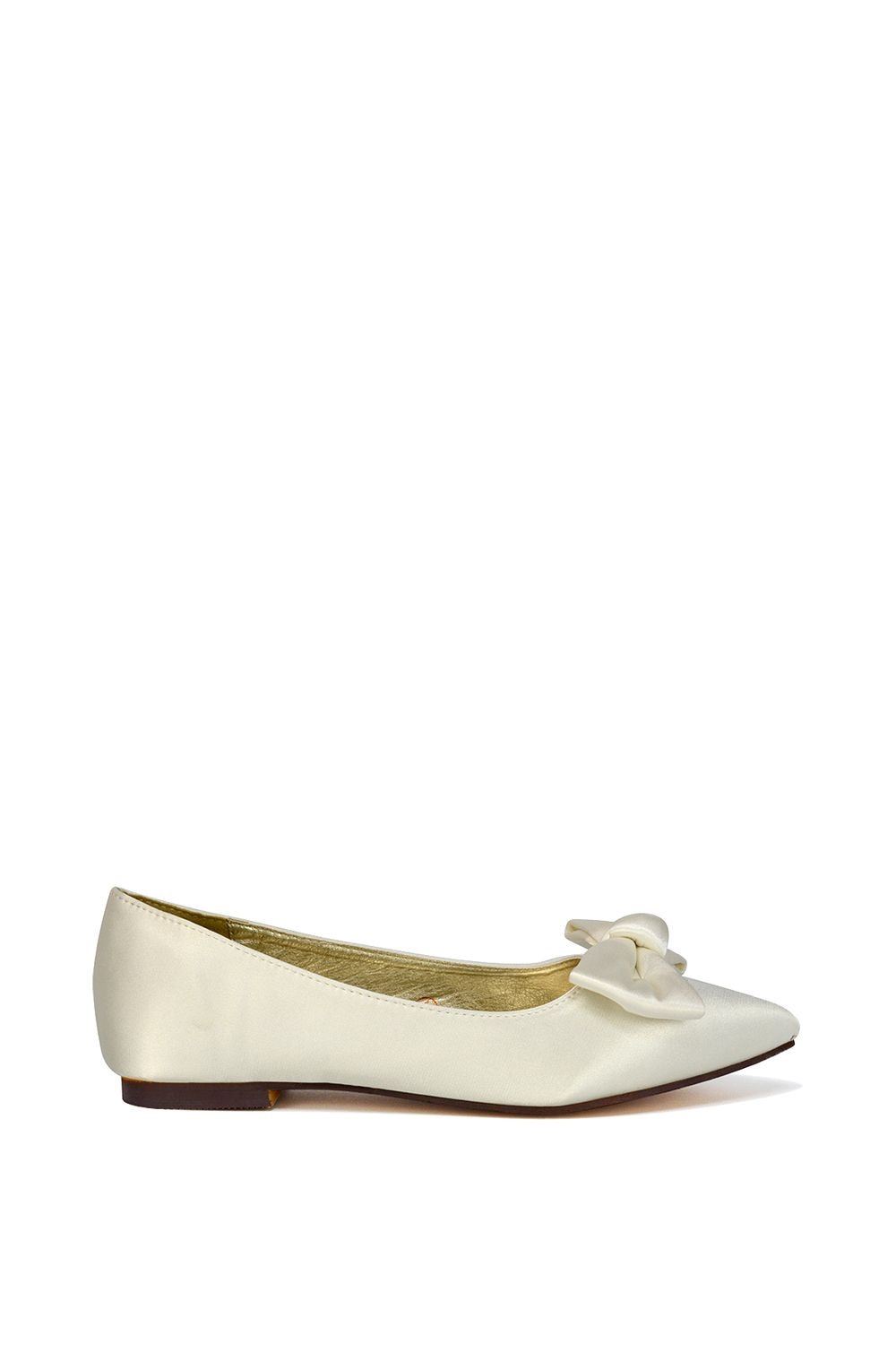 XY London 'Cally' Bow Detail Pointed Toe Ballerina Bridal Pump Shoes image 1