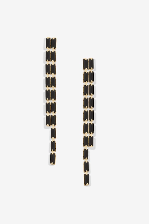 Jon Richard Gold Plated And Jet Double Drop Earrings