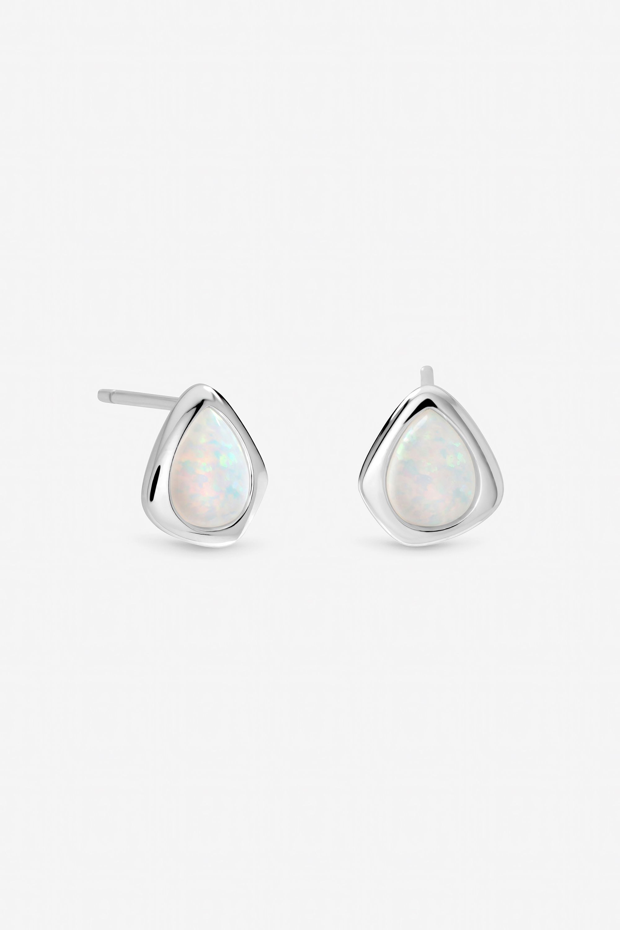 Inicio Sterling Silver Plated Opal Polished Stud Earrings image 1