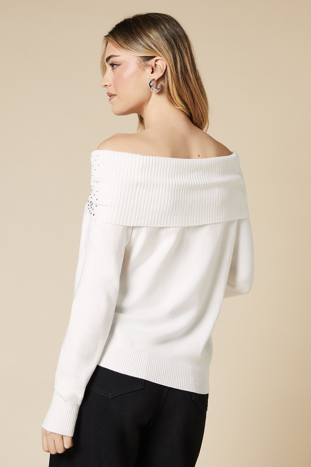 Dorothy Perkins Hot Fix Bardot Jumper Ivory image 3