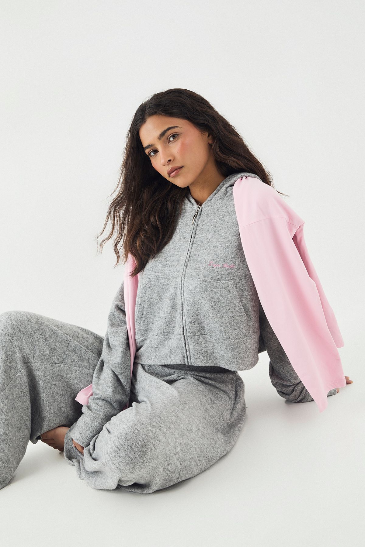 DSGN Studio DSGN Studio Lounge Zip Through Hoodie Ash Grey image 3