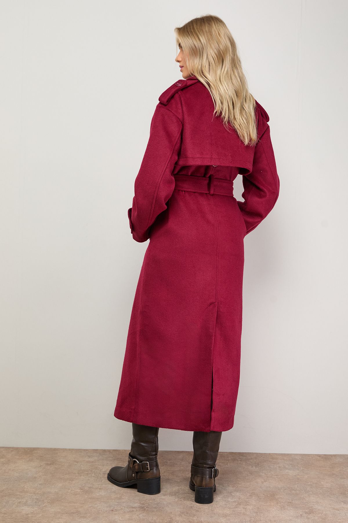 Oasis Relaxed Wool Trench Berry image 3