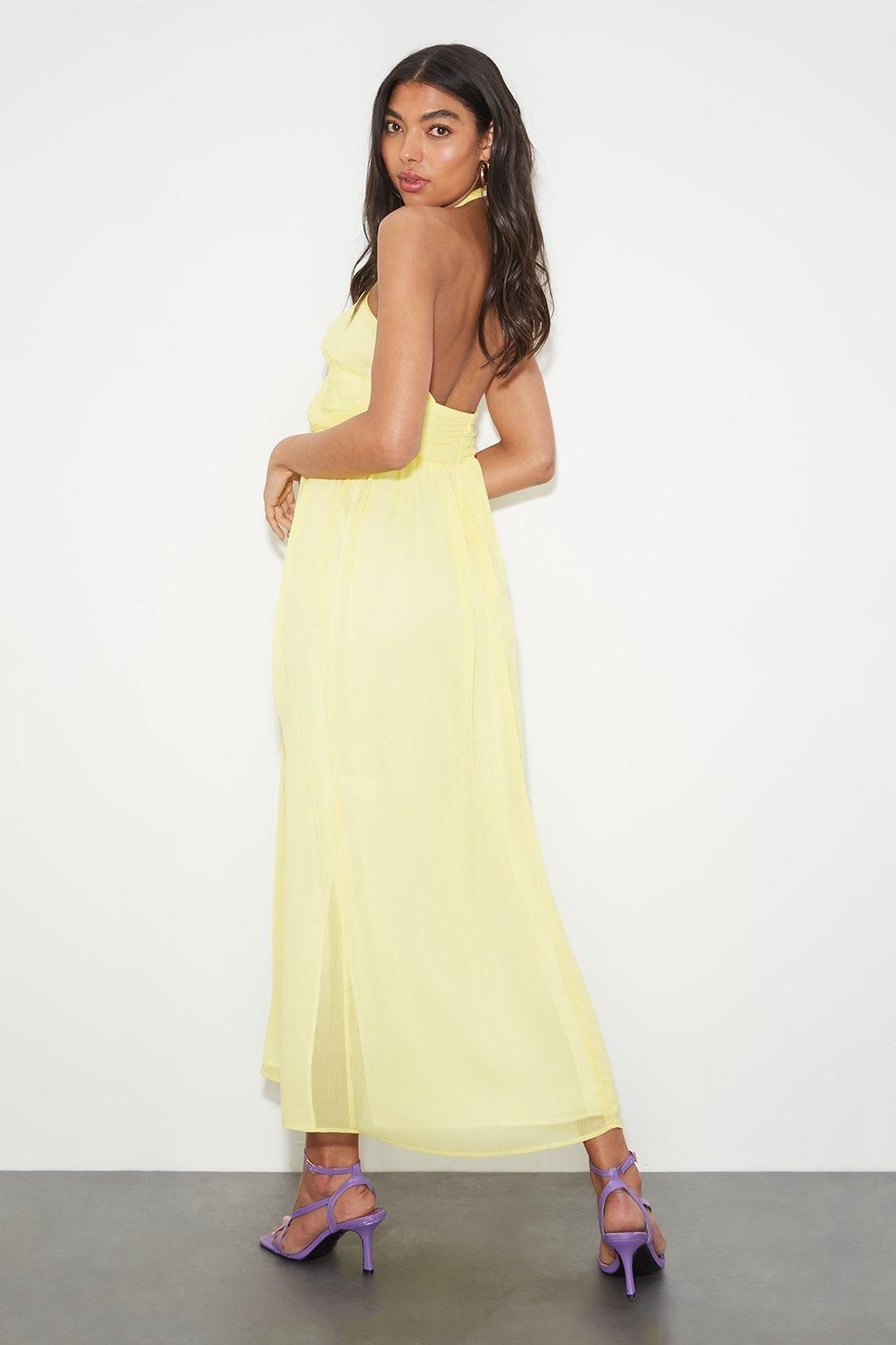 Dorothy Perkins Chiffon Cross Front Maxi Dress Yellow image 3