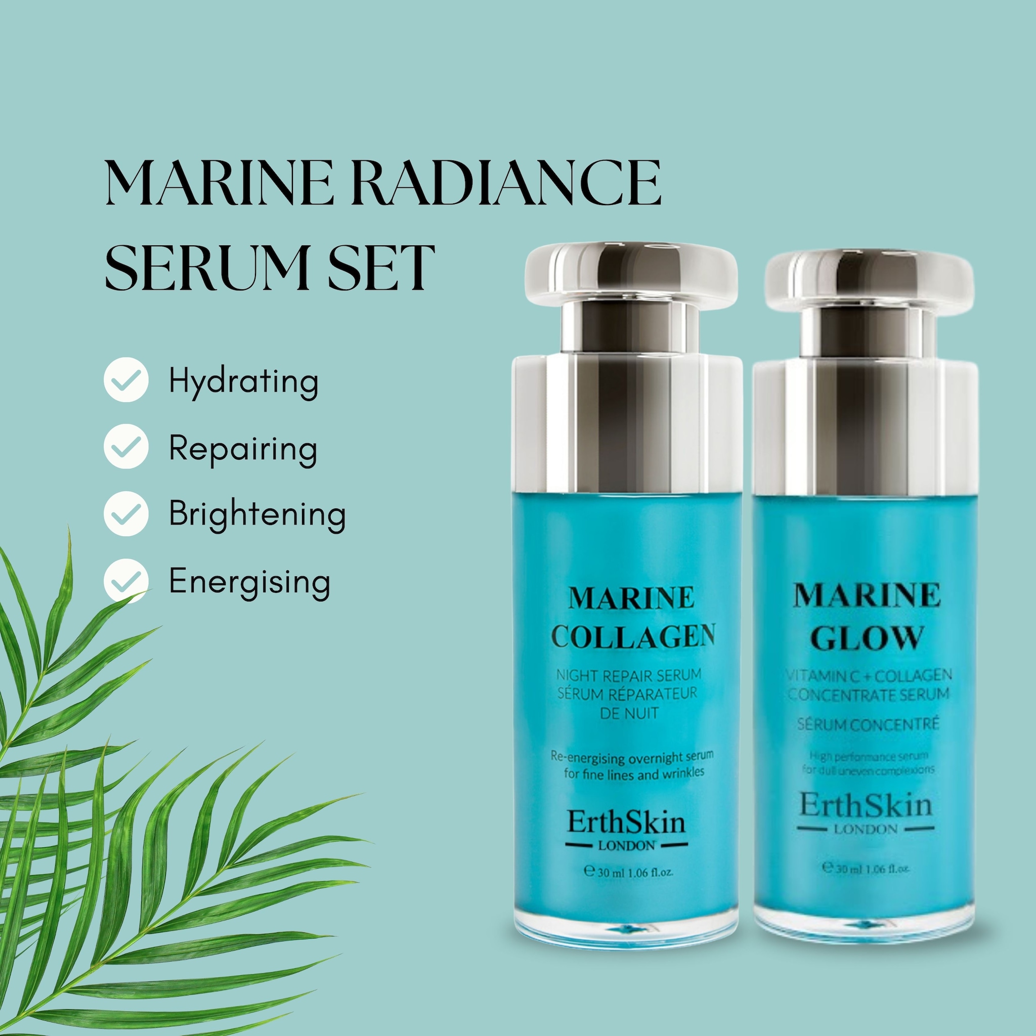 Erth Skin London Anti-Aging Marine Set: Night Serum 30ml + Vitamin C Serum 30ml image 2