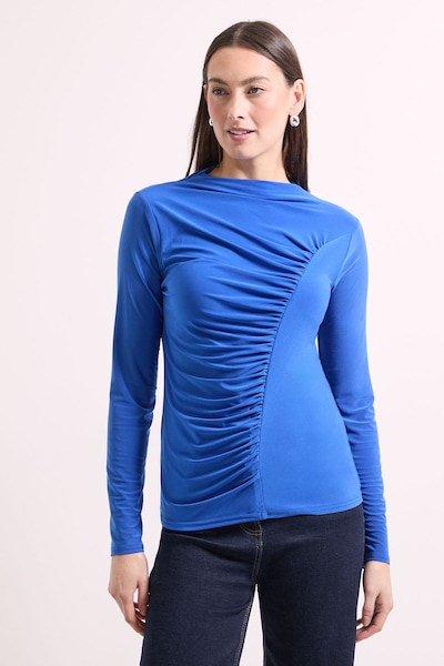 Principles Curved Seam Ruched Top Cobalt