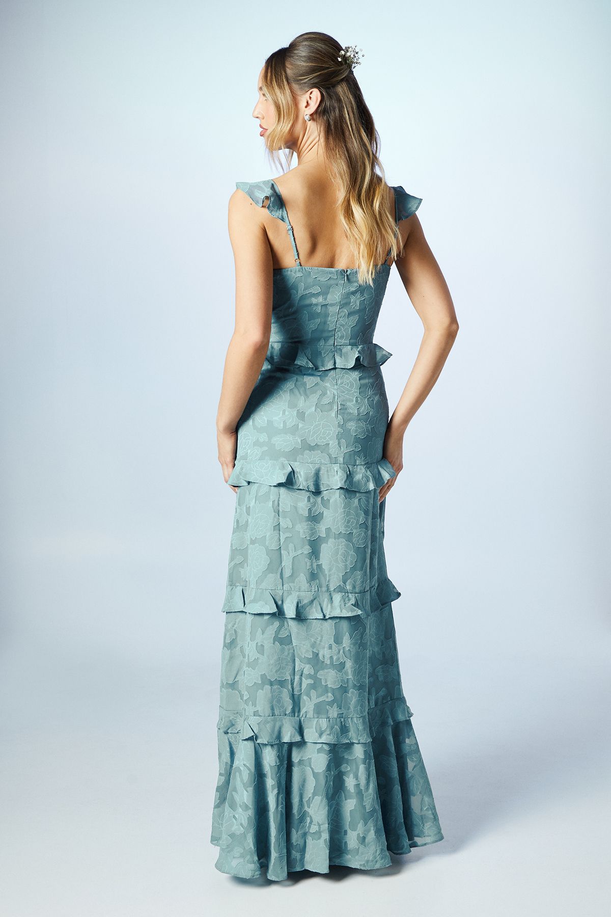 Oasis Rose Georgette Square Neck Bridesmaid Dress Dusty Blue image 3