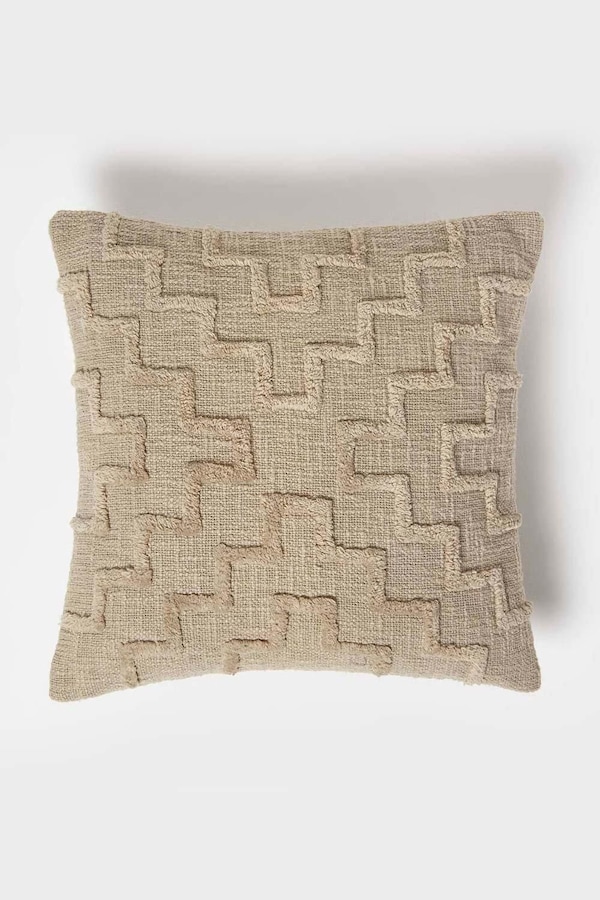 Homescapes Geometric Tufted Cotton Cushion
