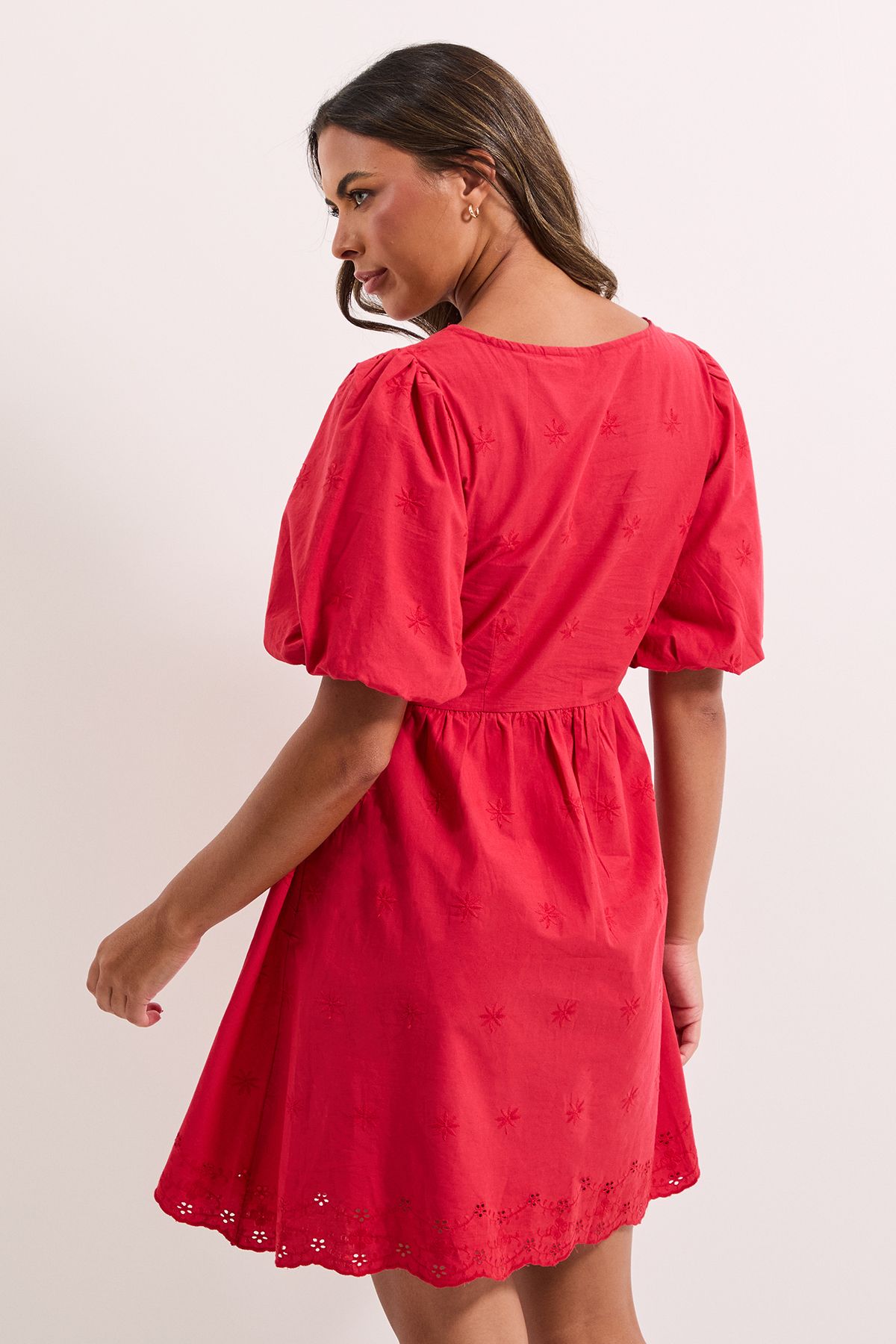 Dorothy Perkins Embroidered Square Neck Mini Dress Red image 4