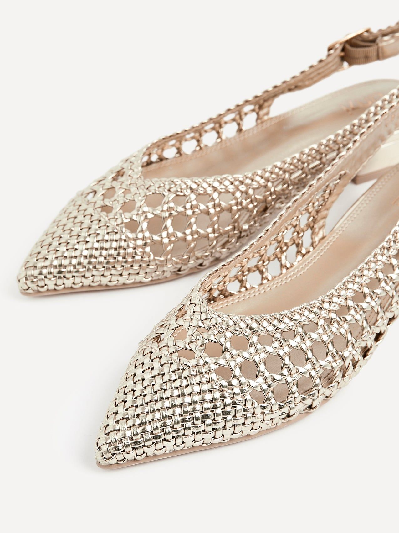 Linzi Carolina Gold Faux Leather Woven Ballet Flats image 4