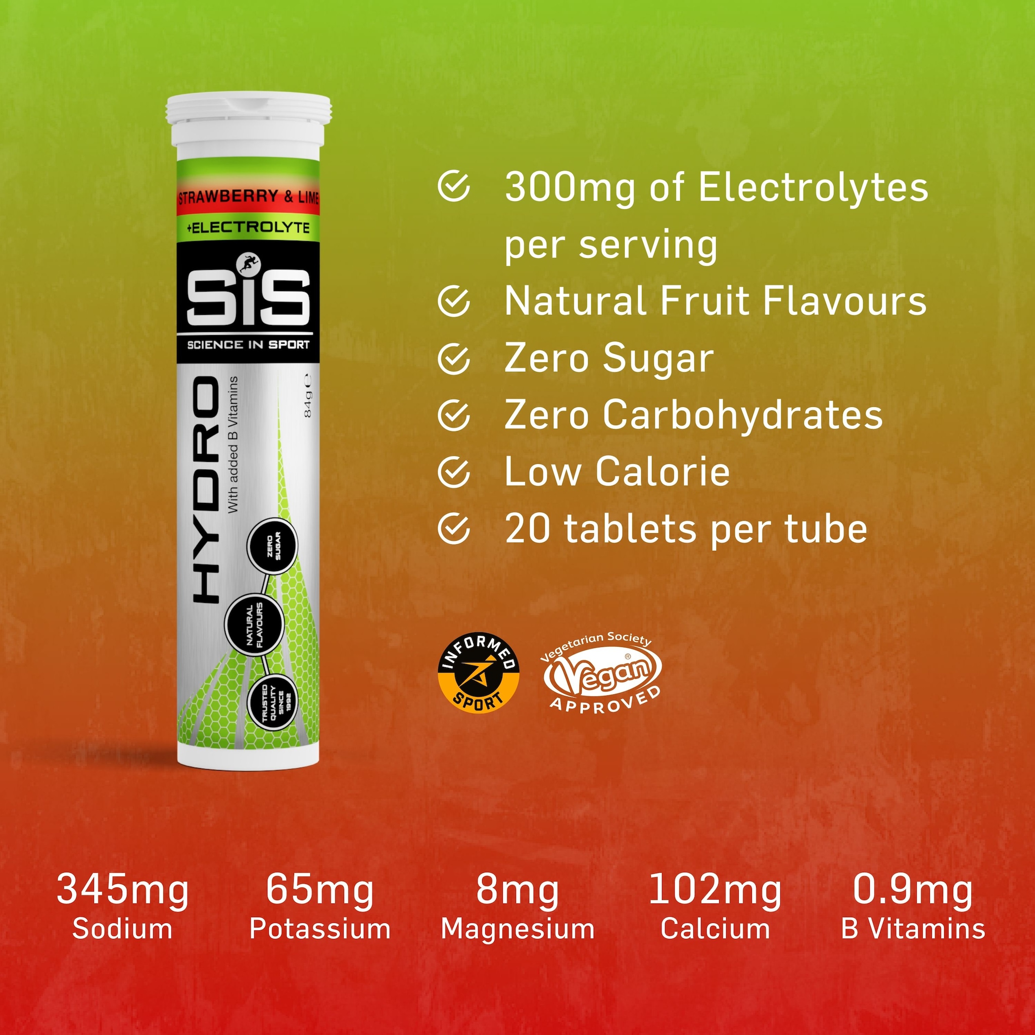 Science in Sport Hydro Tabs + Electrolytes | Strawberry & Lime - 20 Tablets image 2