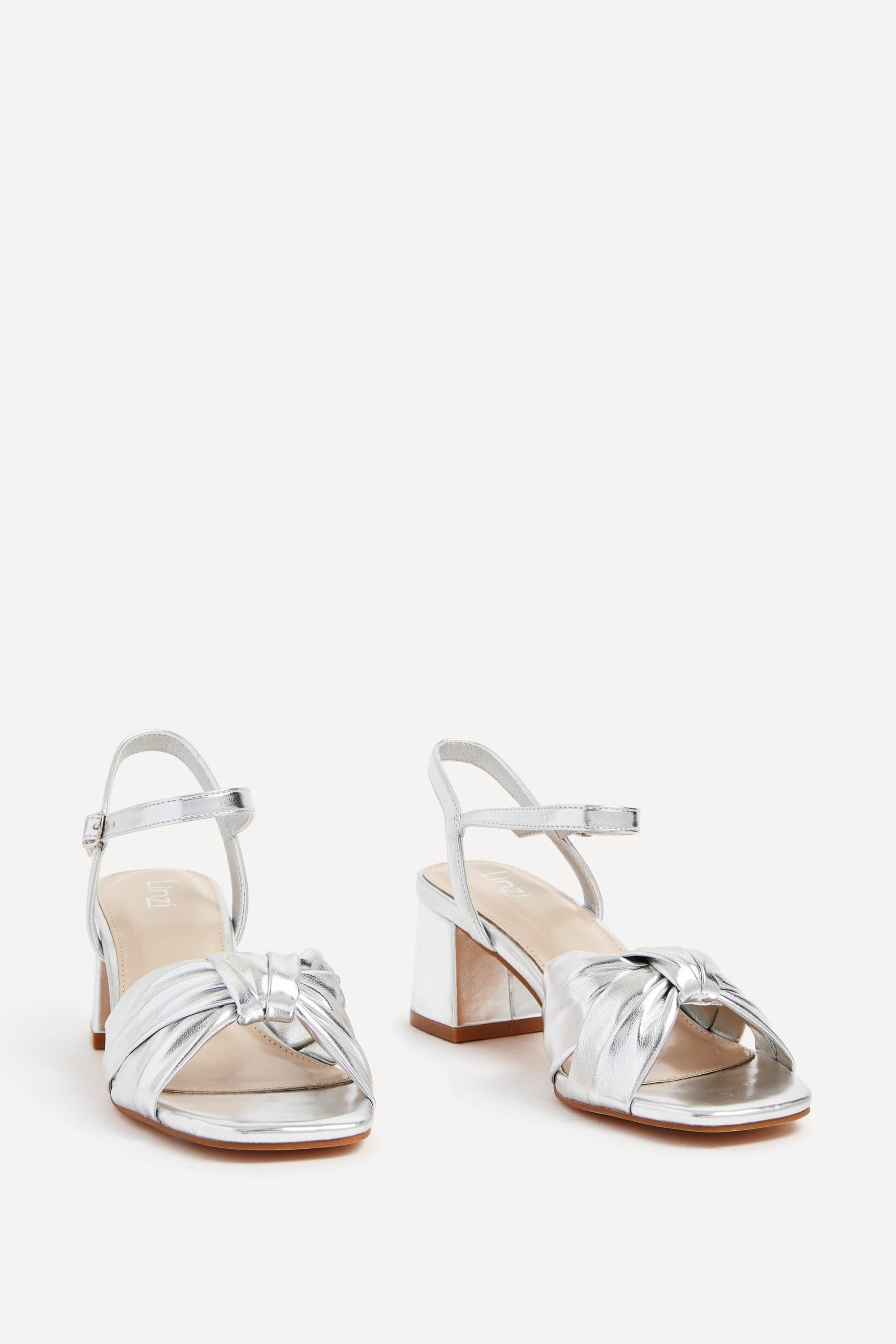 Linzi Charlotte Silver Faux Leather Block Heeled Sandal image 3