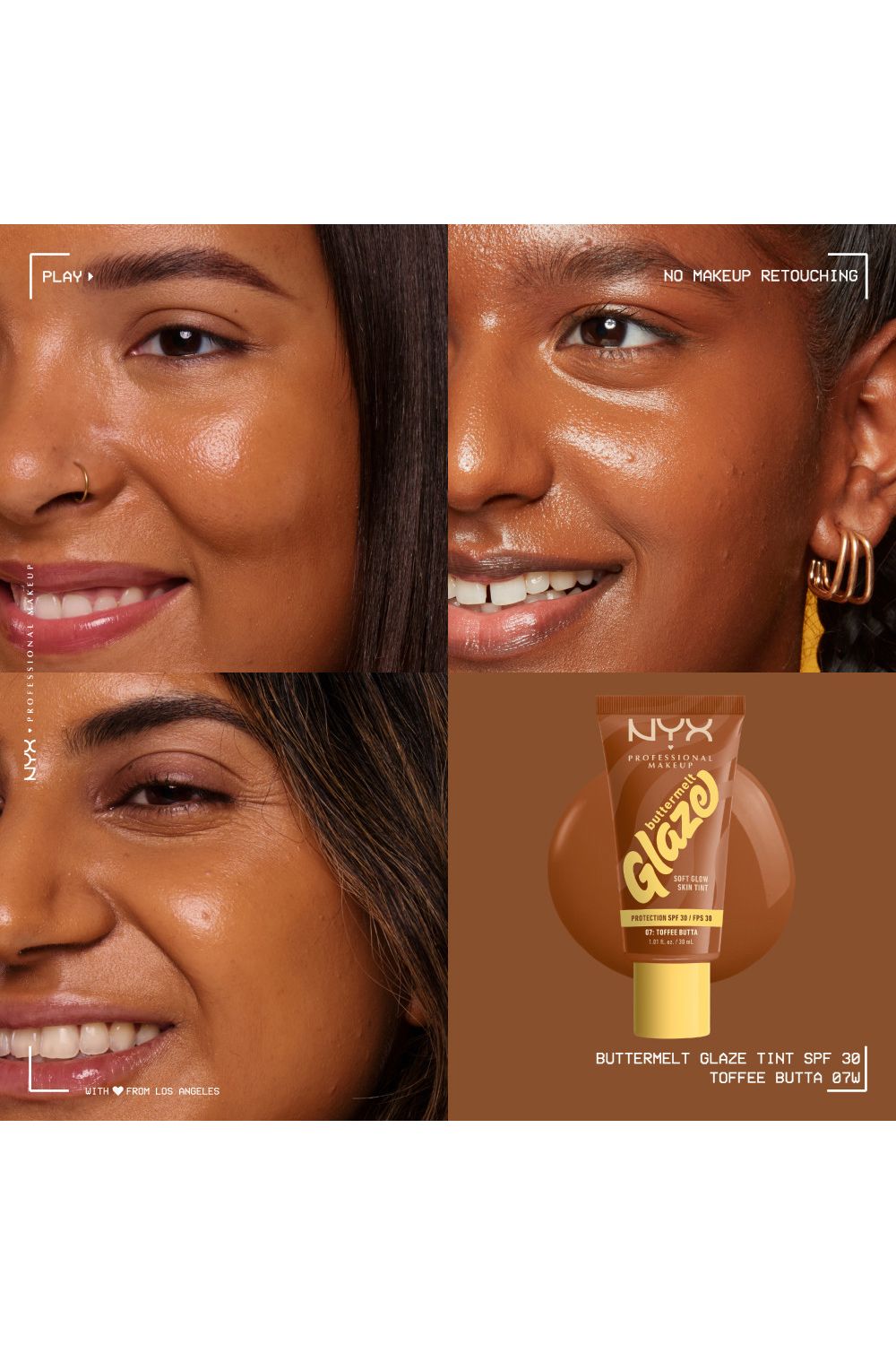 NYX Professional Makeup Buttermelt Glaze Soft Glow Skin Tint + SPF/FPS 30 30ml Toffee Butta image 5