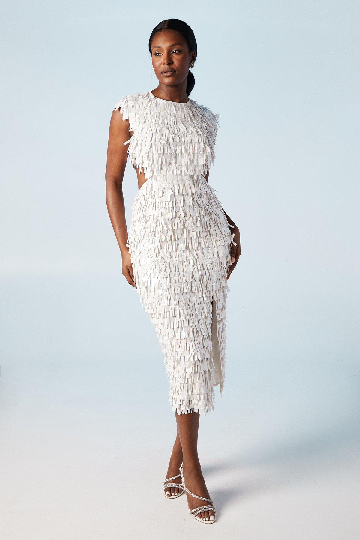 Coast Sequin Detail Open Back Midaxi Bridal Dress Ivory image 1