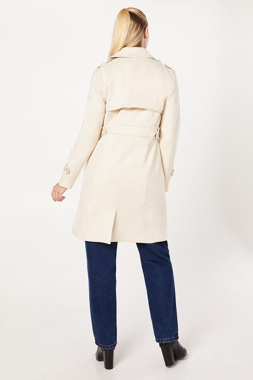 Dorothy Perkins Suedette Trench Coat Cream image 3